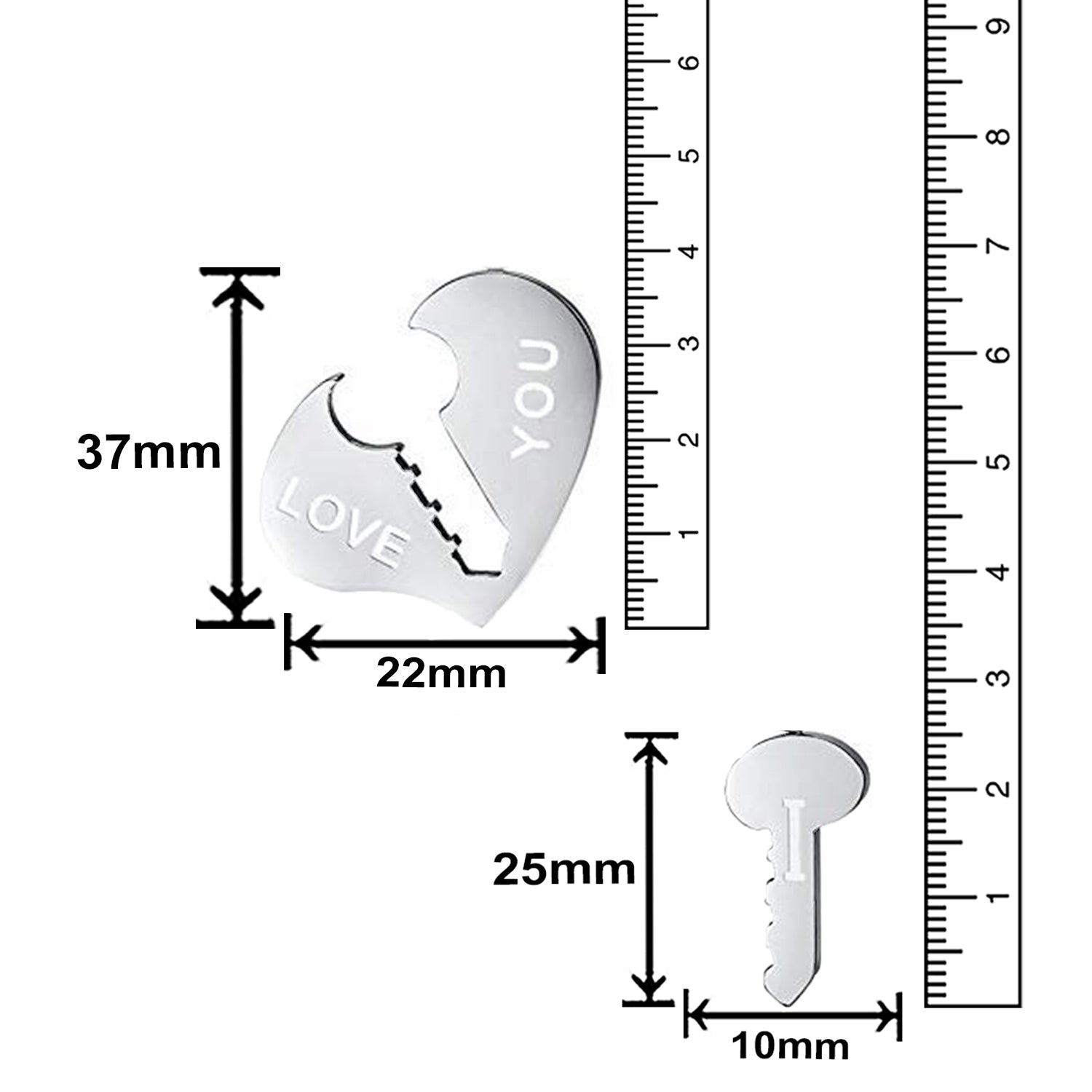 Eternal Love Heart and Key Couple Pendant