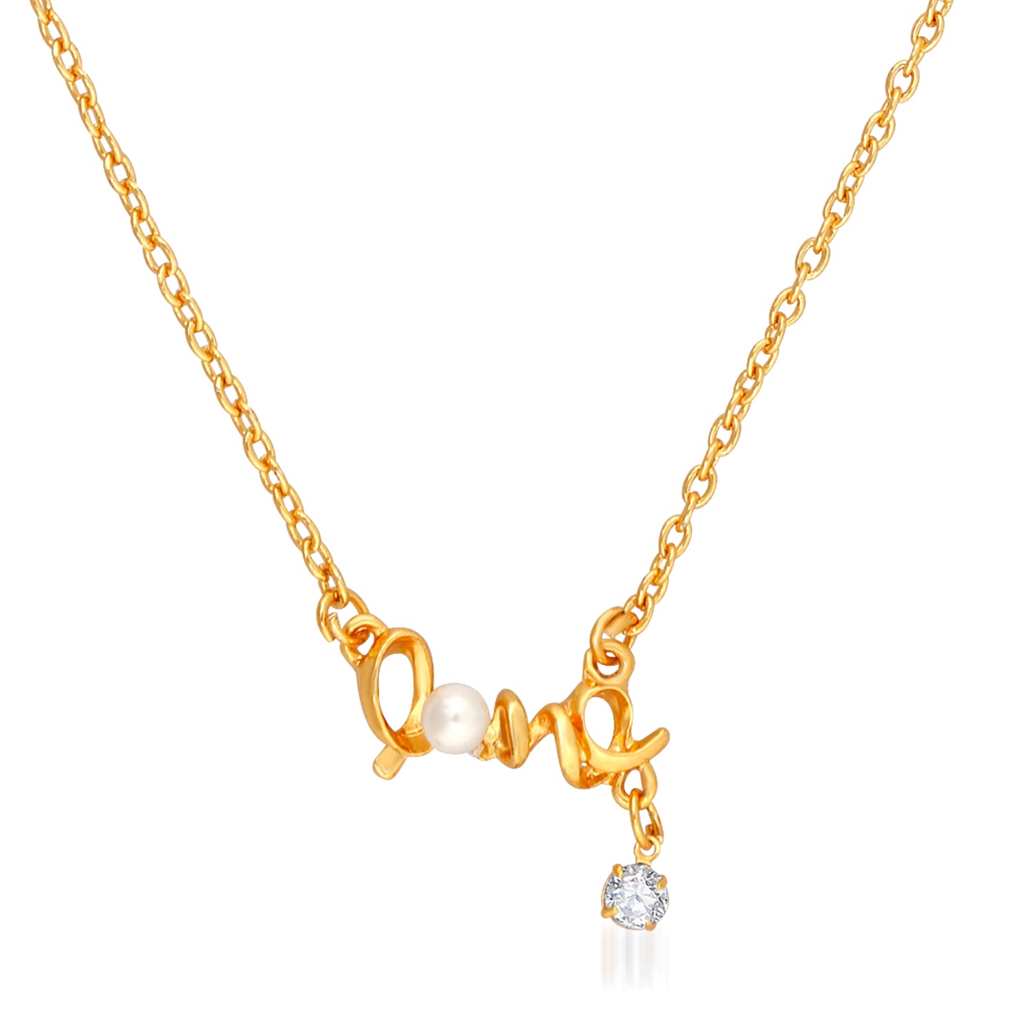 Valentine Gift Designer Love Pendant with crystal stones and artificial pearl