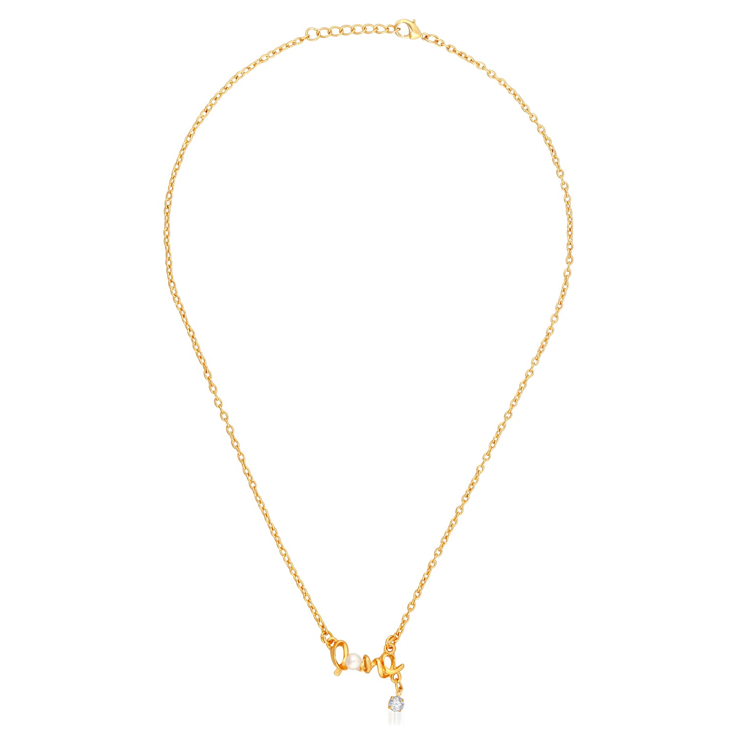 Valentine Gift Designer Love Pendant with crystal stones and artificial pearl