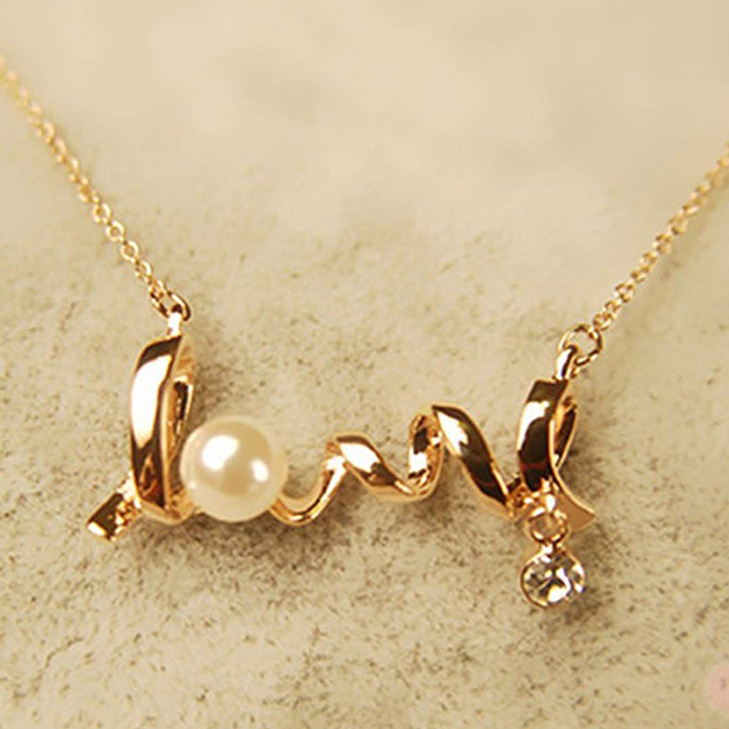 Valentine Gift Designer Love Pendant with crystal stones and artificial pearl