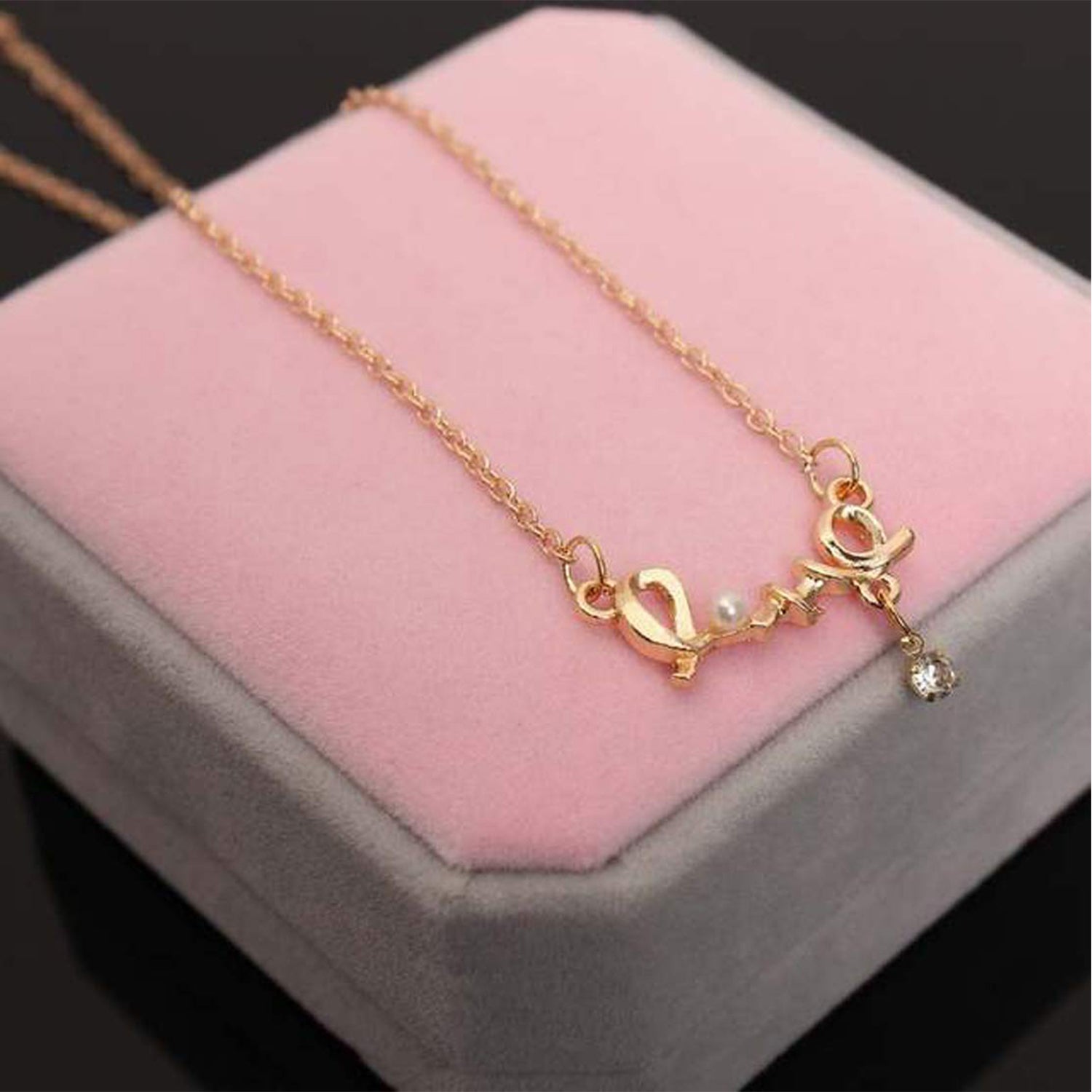 Valentine Gift Designer Love Pendant with crystal stones and artificial pearl