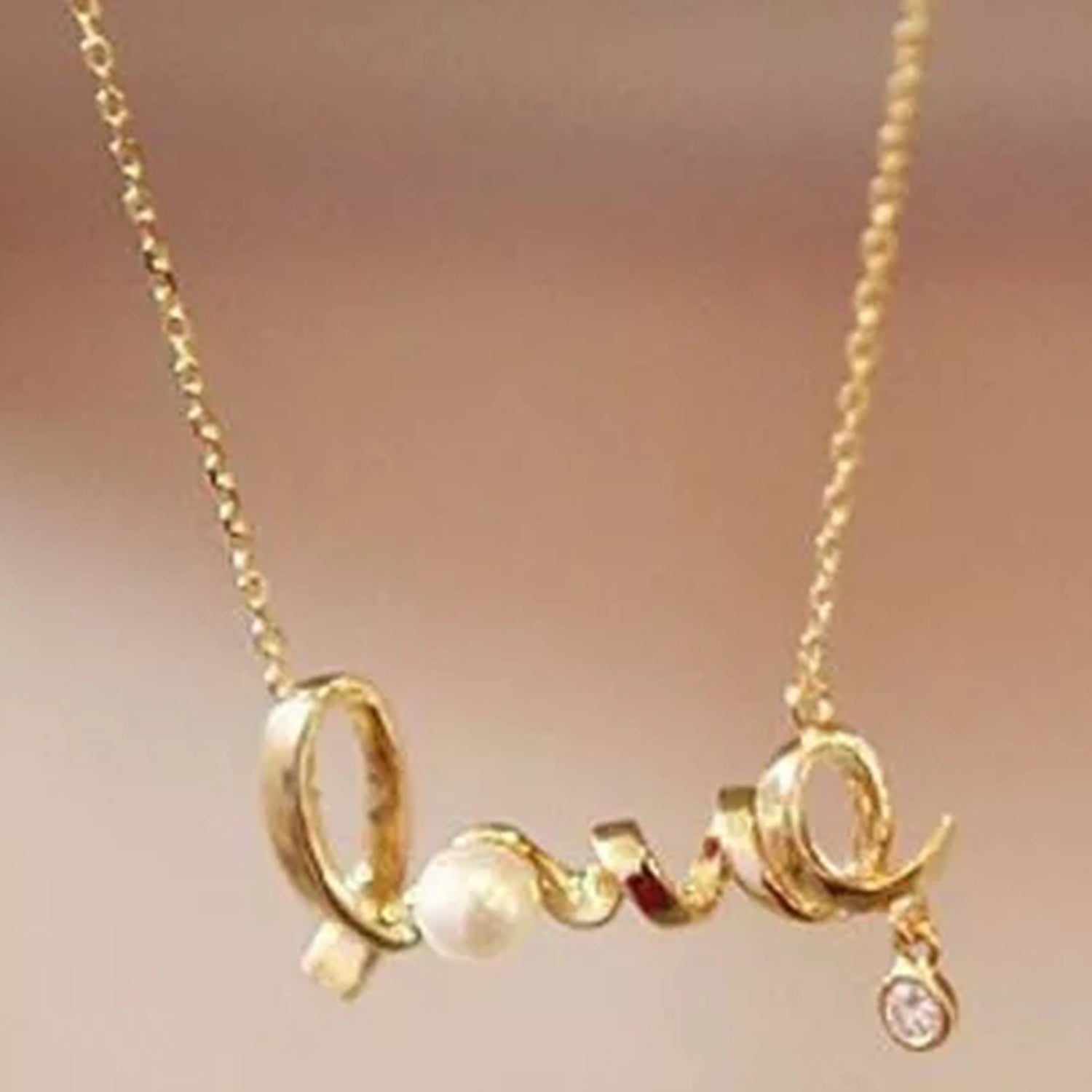 Valentine Gift Designer Love Pendant with crystal stones and artificial pearl