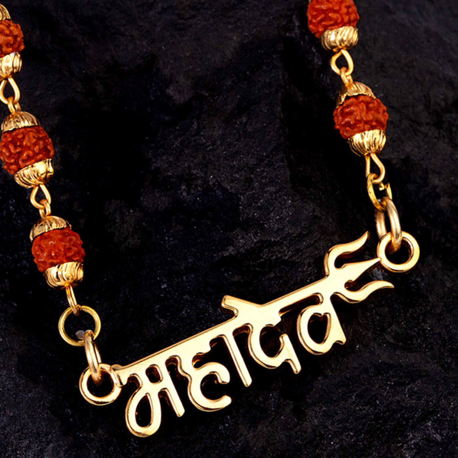 Lord Shiv / Mahadev Trishul Pendant with 24 Inch Rudraksh Mala