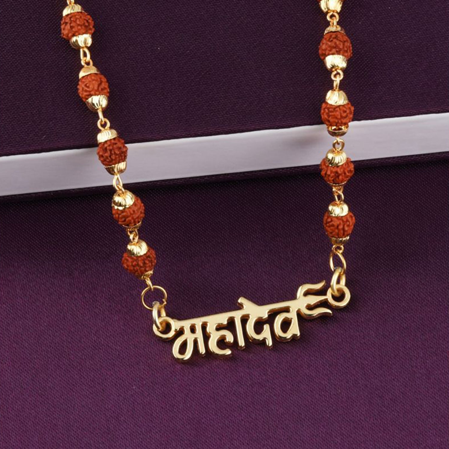 Lord Shiv / Mahadev Trishul Pendant with 24 Inch Rudraksh Mala