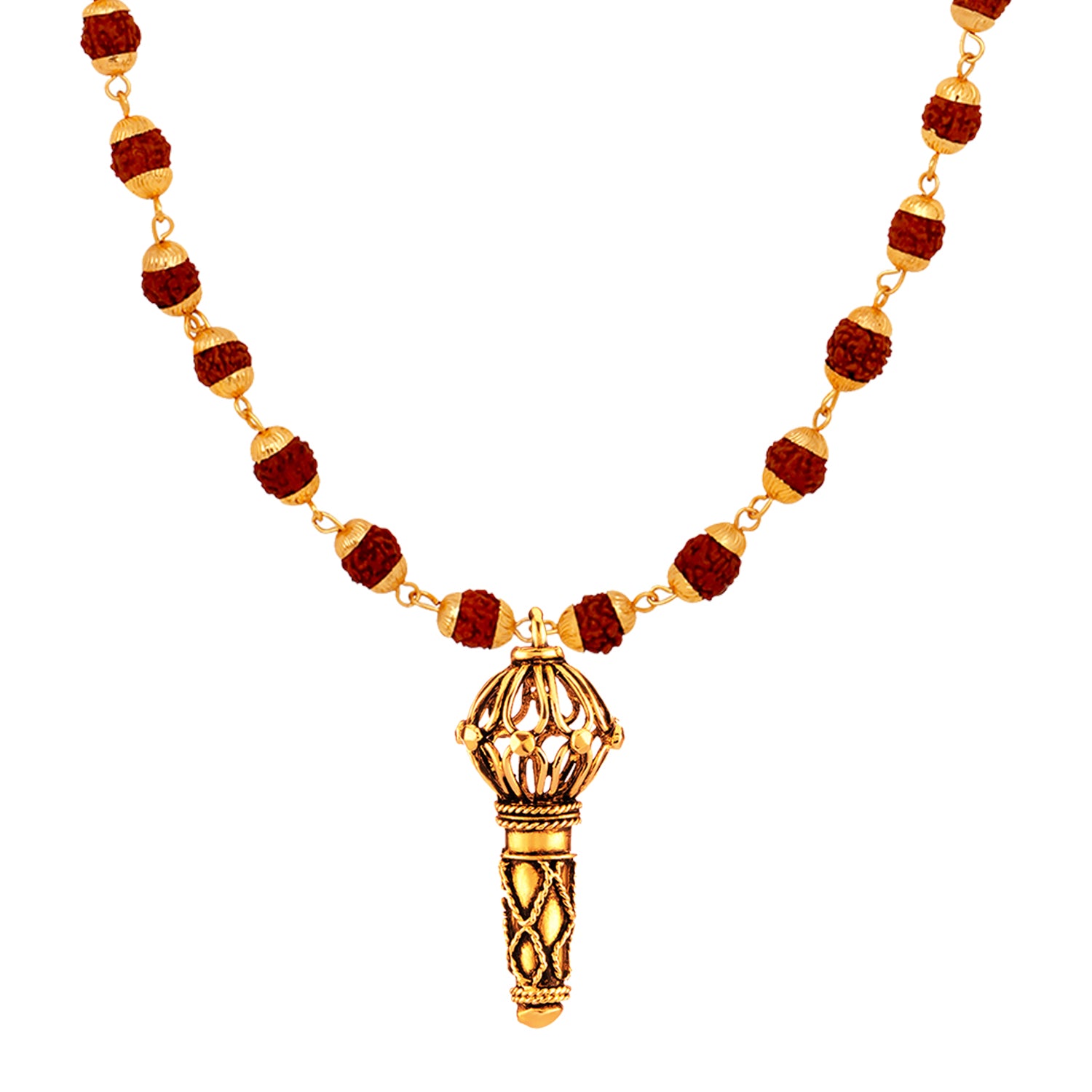 Lord Hanuman Gada Religious Pendant with 24 Inch Rudraksh Mala