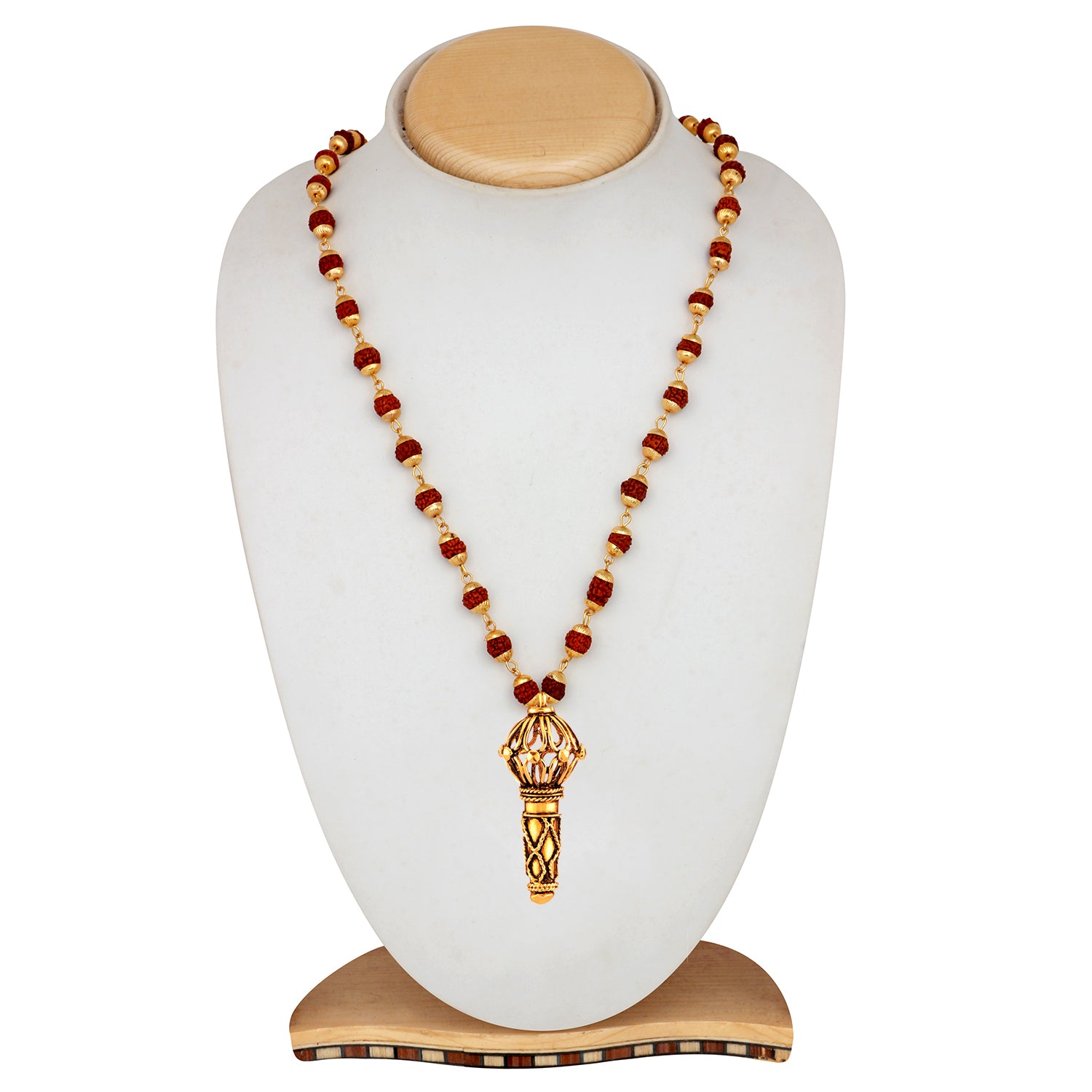 Lord Hanuman Gada Religious Pendant with 24 Inch Rudraksh Mala