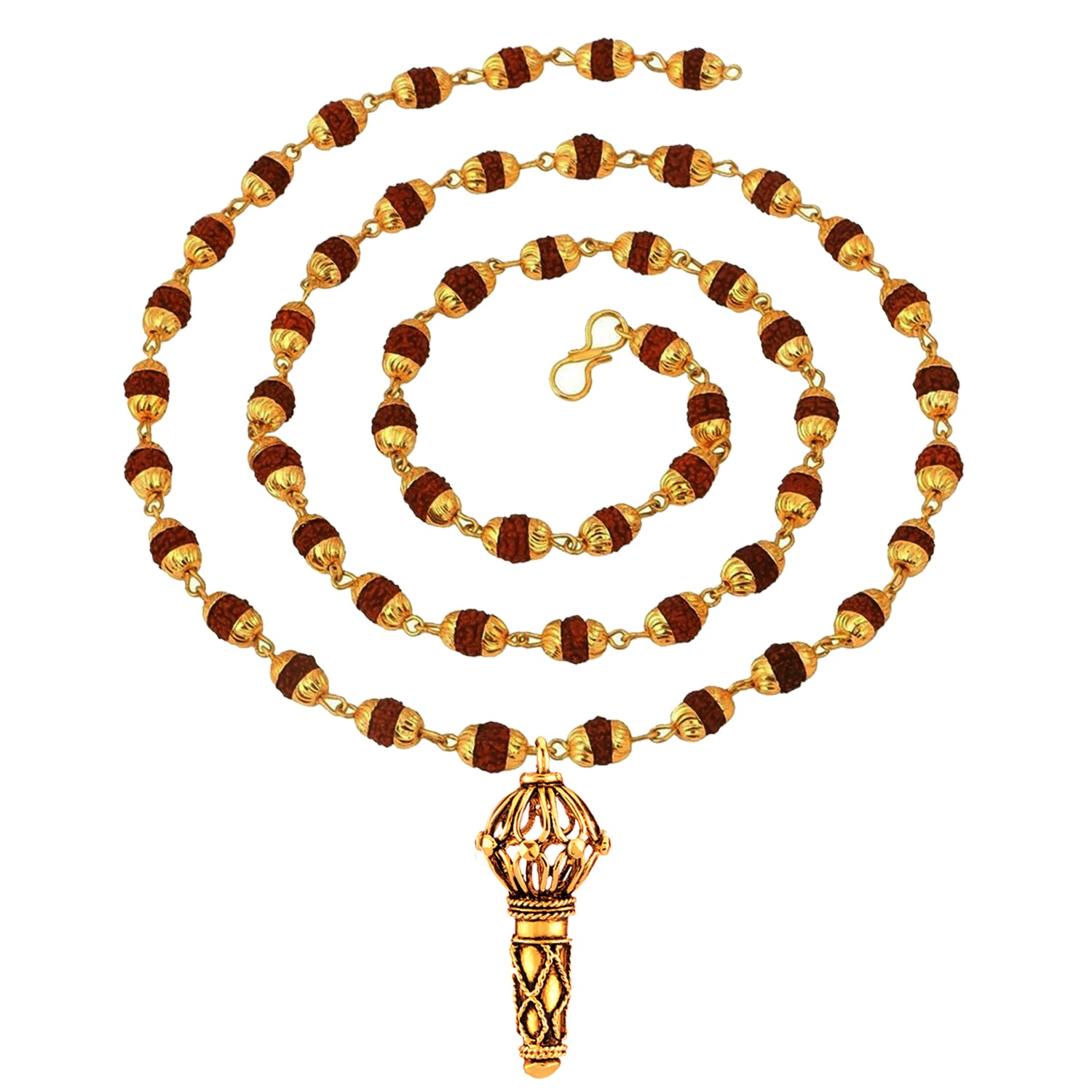 Lord Hanuman Gada Religious Pendant with 24 Inch Rudraksh Mala