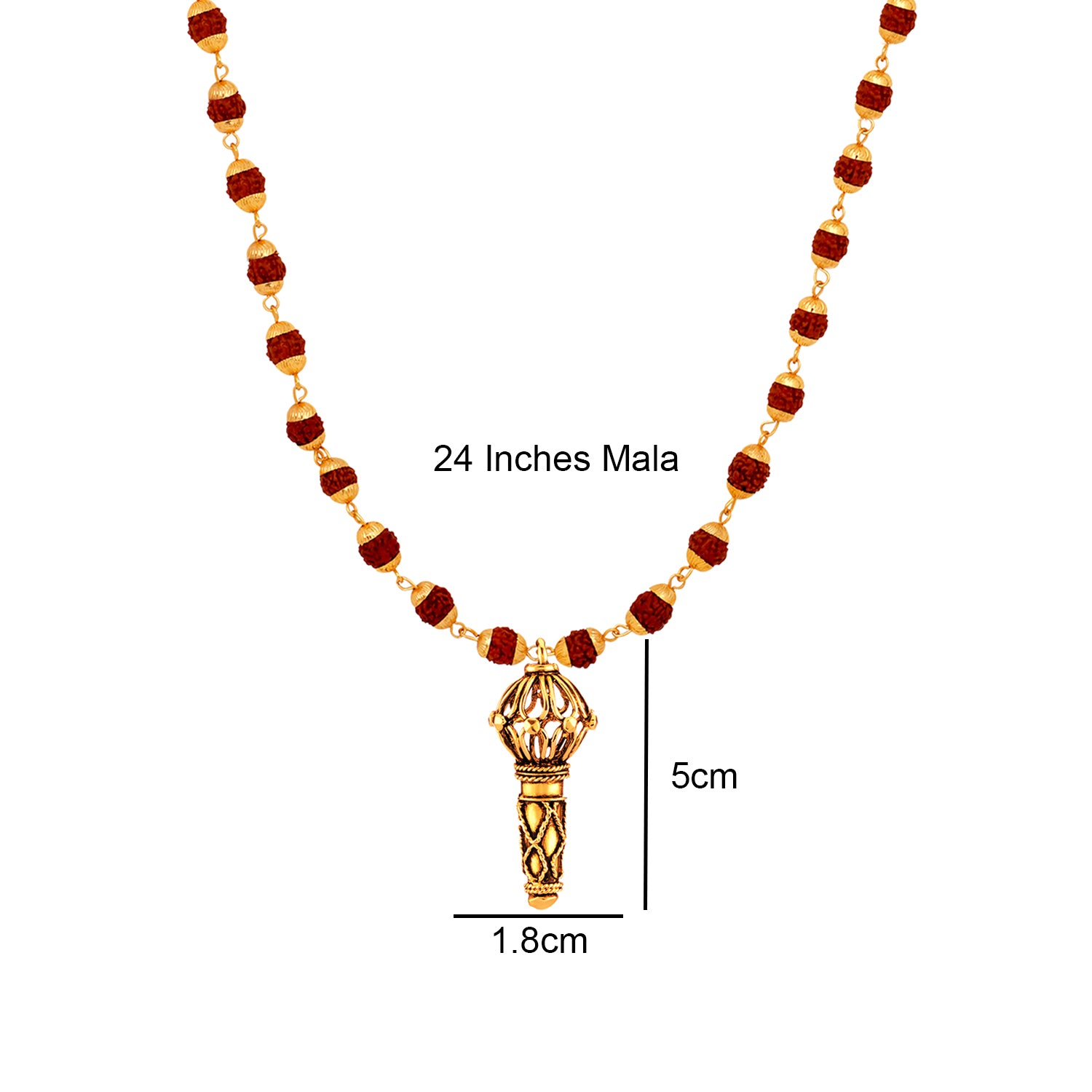 Lord Hanuman Gada Religious Pendant with 24 Inch Rudraksh Mala