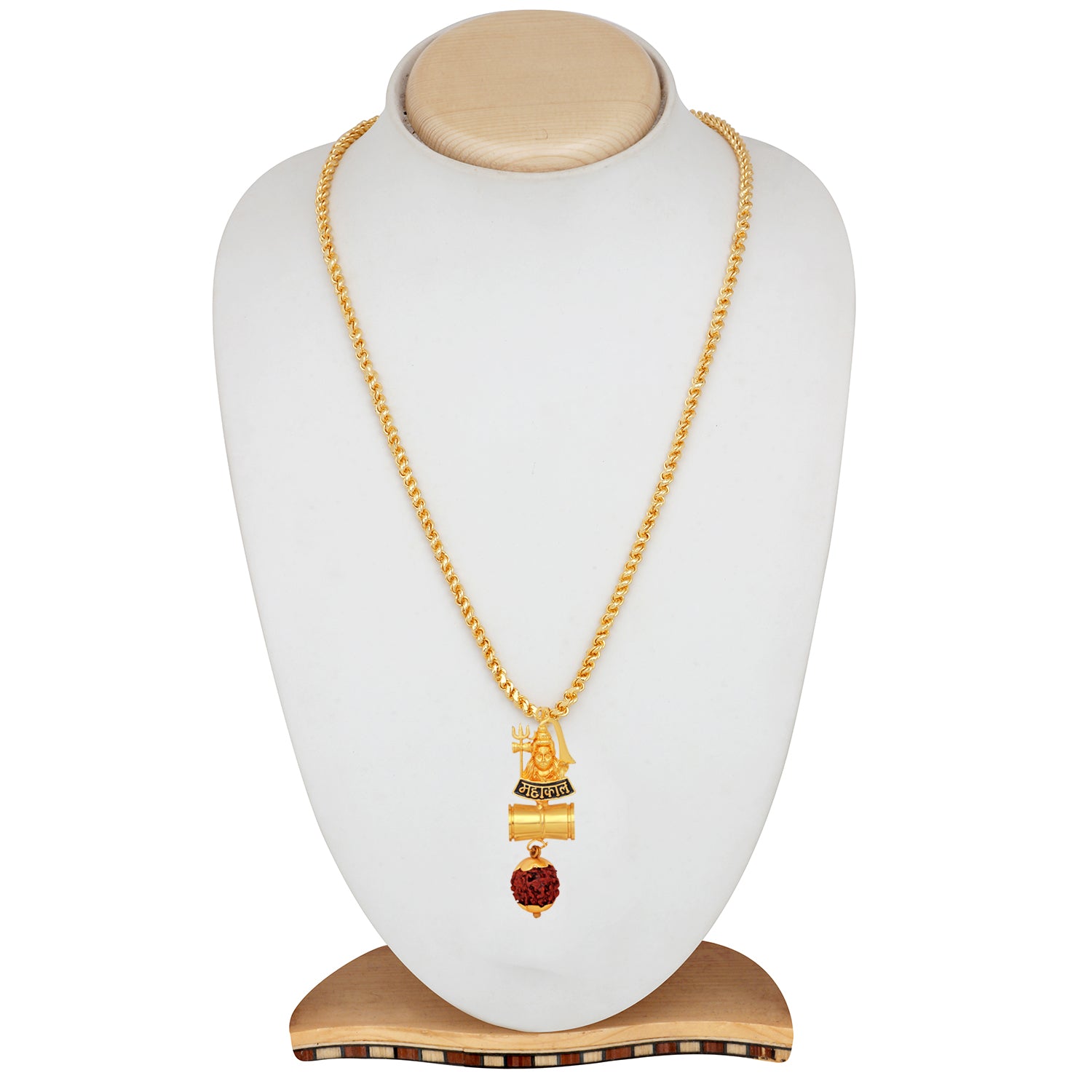 Lord Shiv / Mahakal Trishul and Damru Pendant with 20 Inch Chain