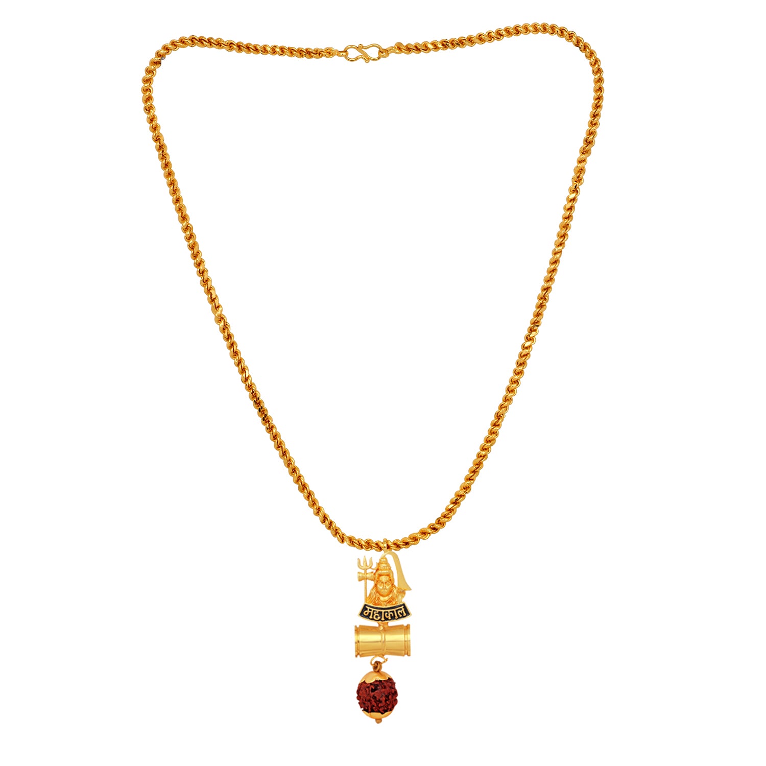 Lord Shiv / Mahakal Trishul and Damru Pendant with 20 Inch Chain