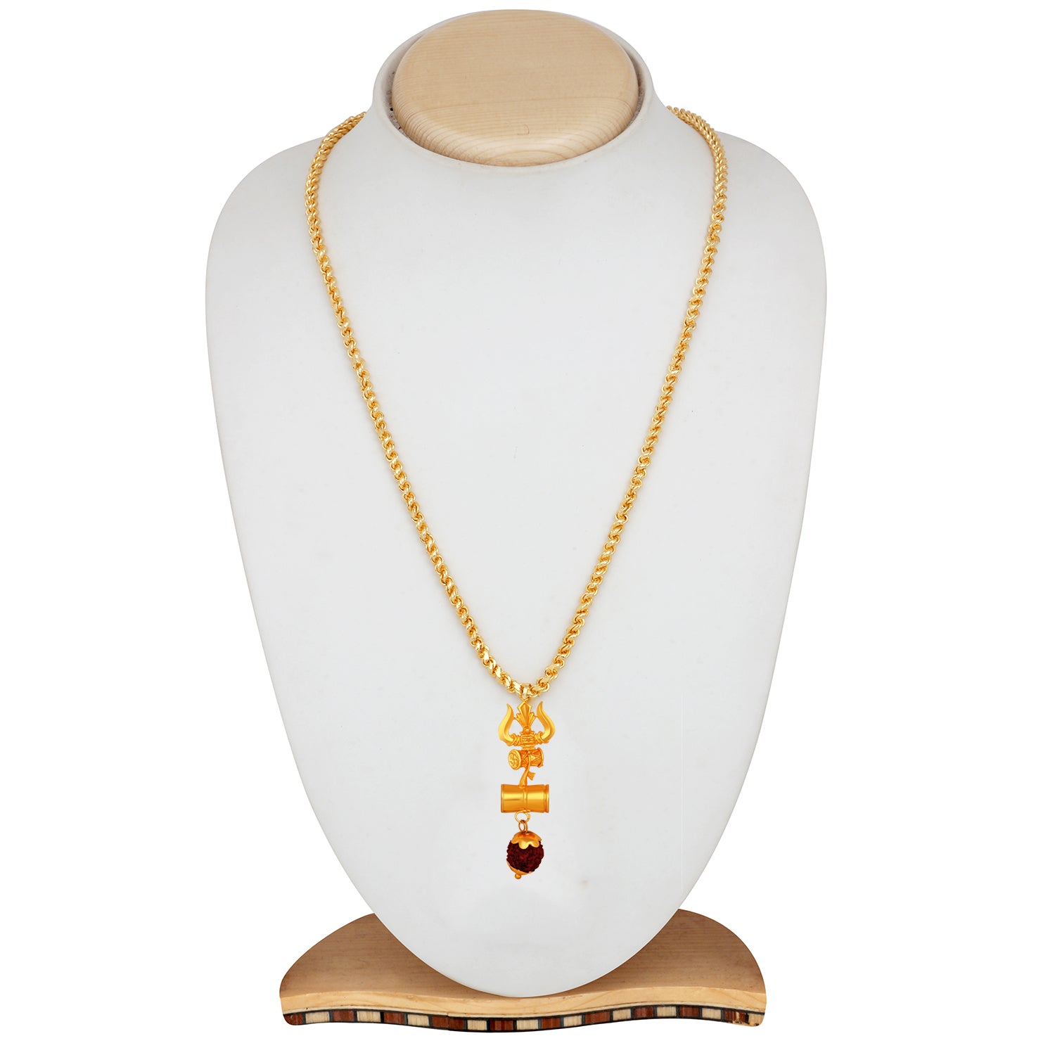 Lord Shiva Trishul and Damru Pendant with 20 Inch Chain