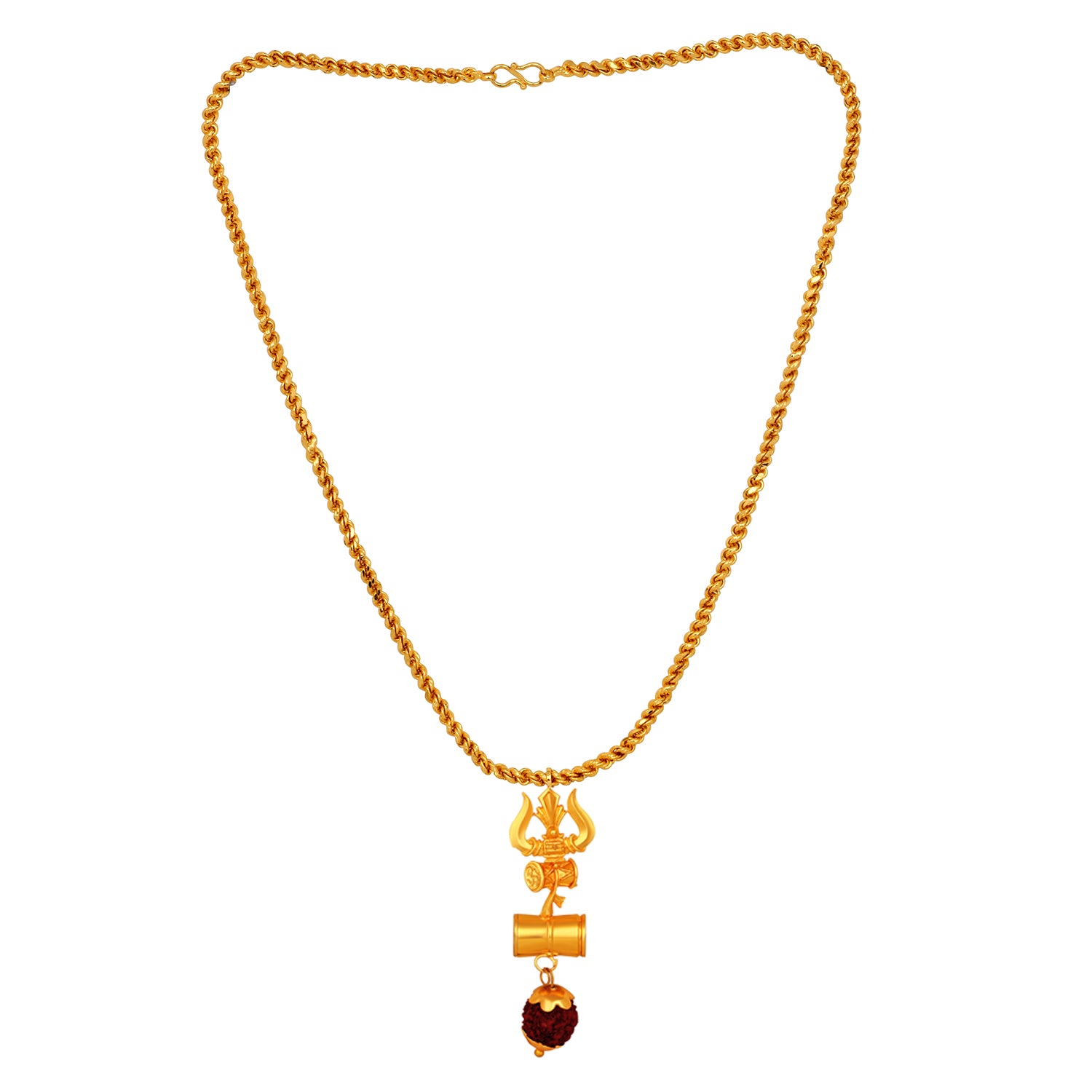 Lord Shiva Trishul and Damru Pendant with 20 Inch Chain