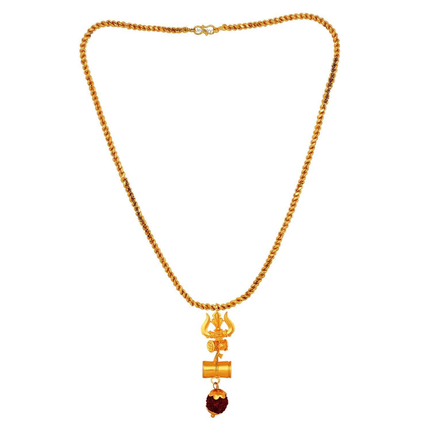 Lord Shiva Trishul and Damru Pendant with 20 Inch Chain