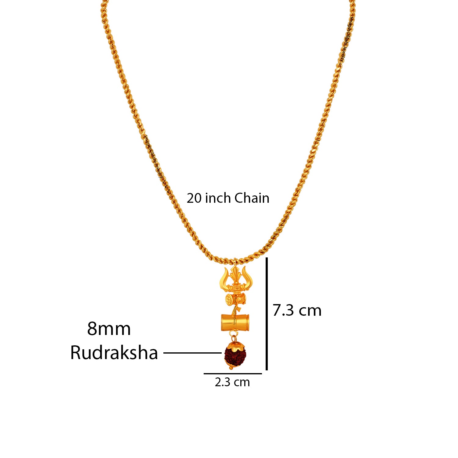 Lord Shiva Trishul and Damru Pendant with 20 Inch Chain
