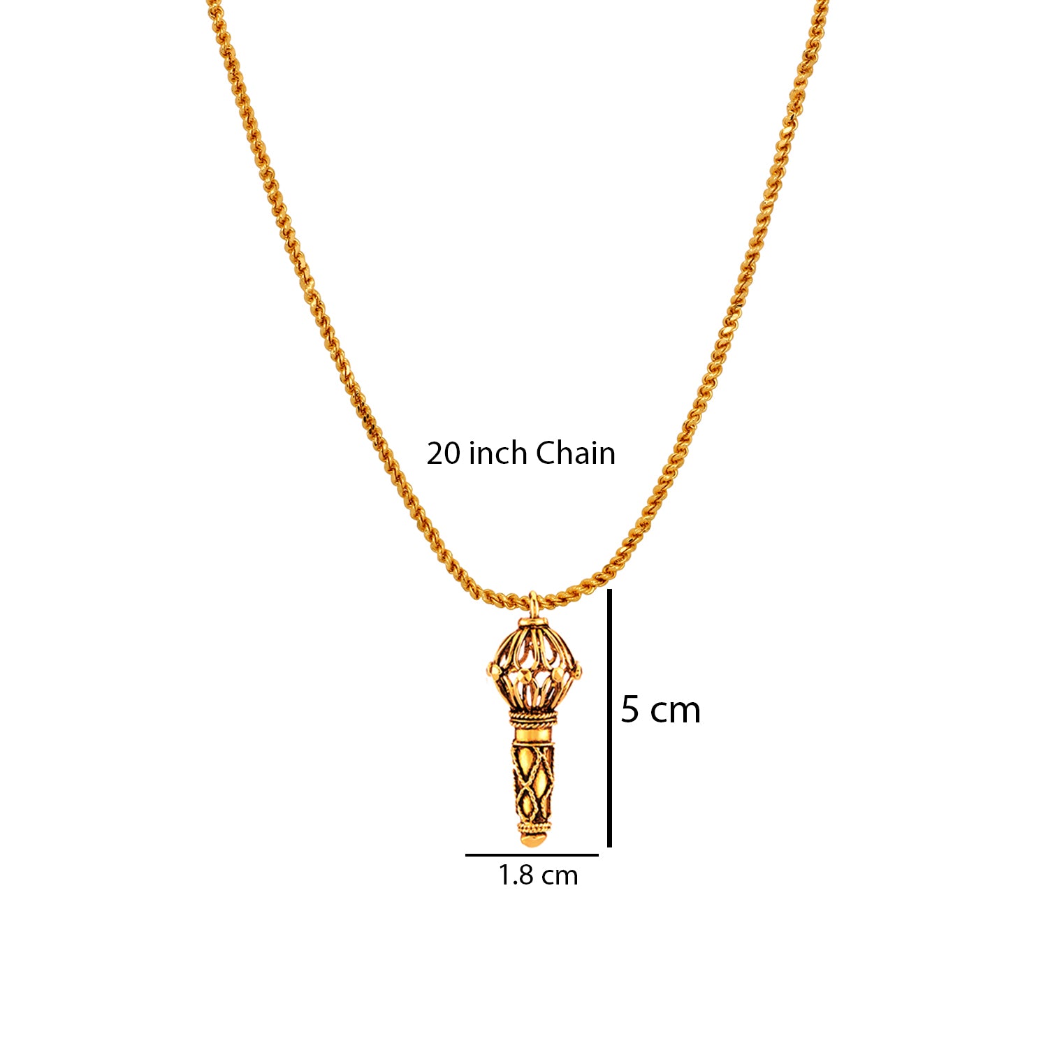 Lord Hanuman Gada Religious Pendant with 20 Inch Chain