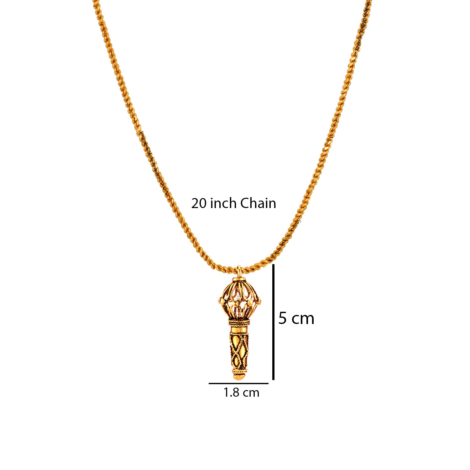 Lord Hanuman Gada Religious Pendant with 20 Inch Chain