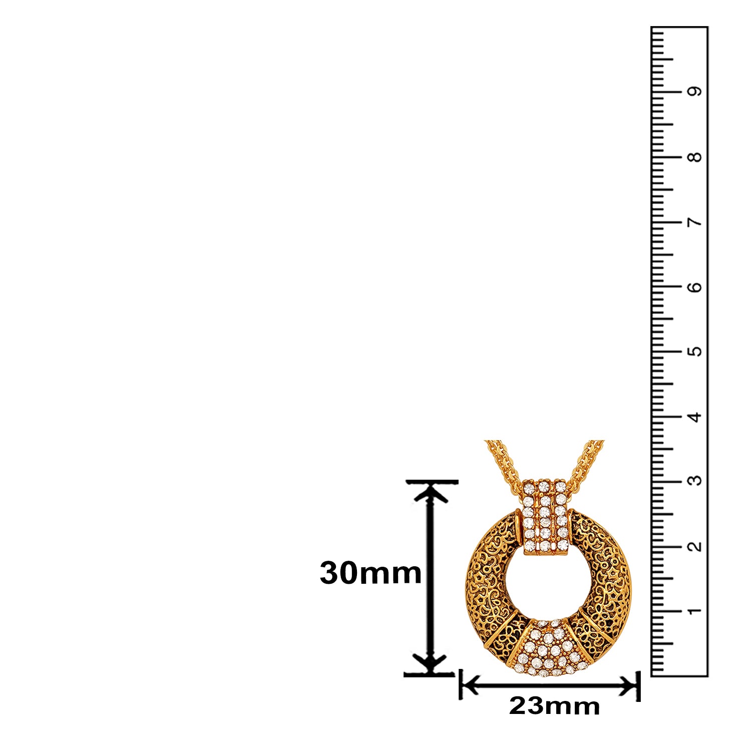 Silver Oxidized Round Crystal Mangalsutra Pendant