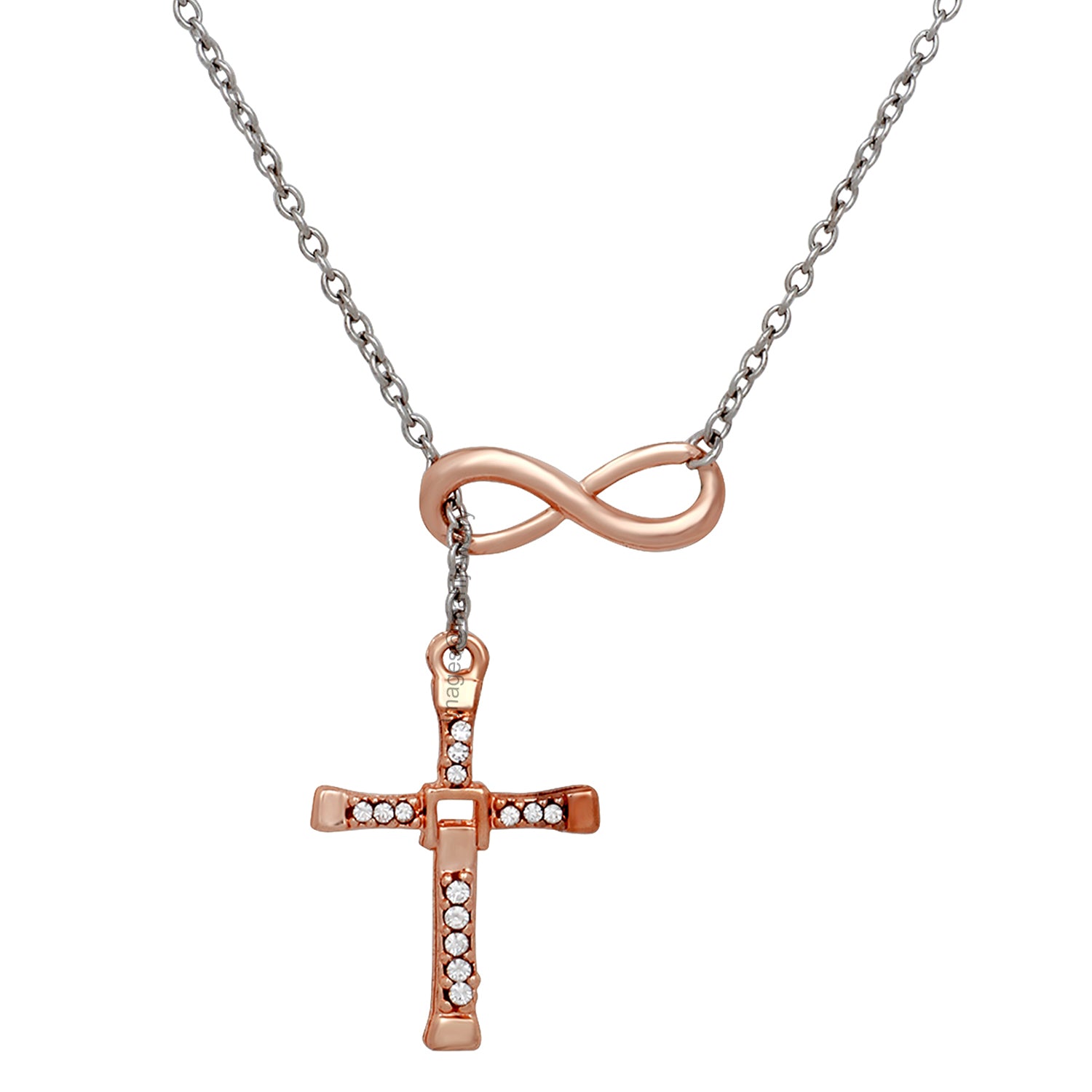 Rosegold Plated Infinity Cross Symbol Pendant Necklace