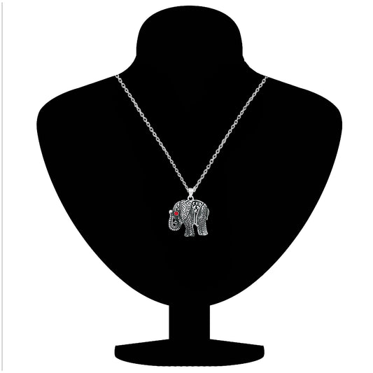 Oxidized Plated Cute Trendy Small Elephant Pendant with Chain