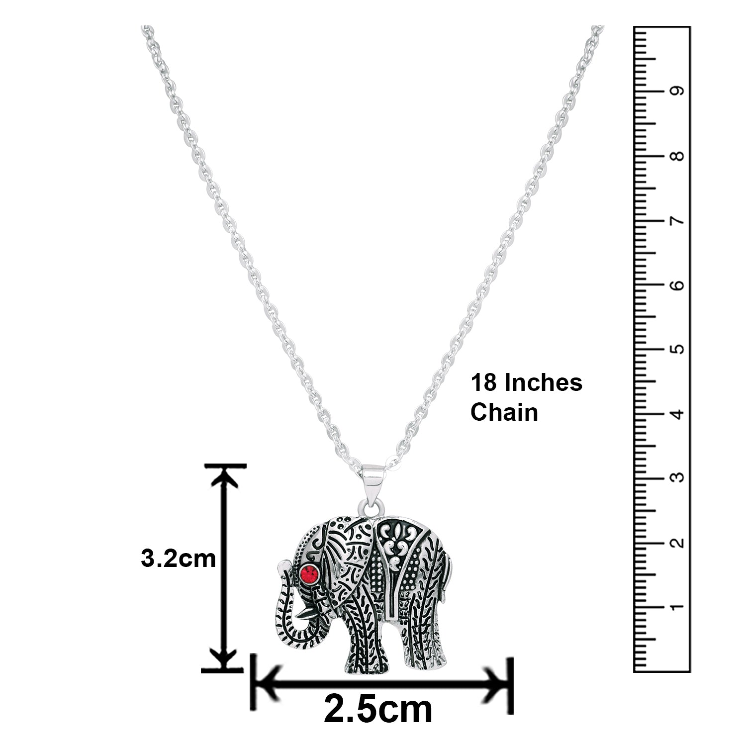 Oxidized Plated Cute Trendy Small Elephant Pendant with Chain