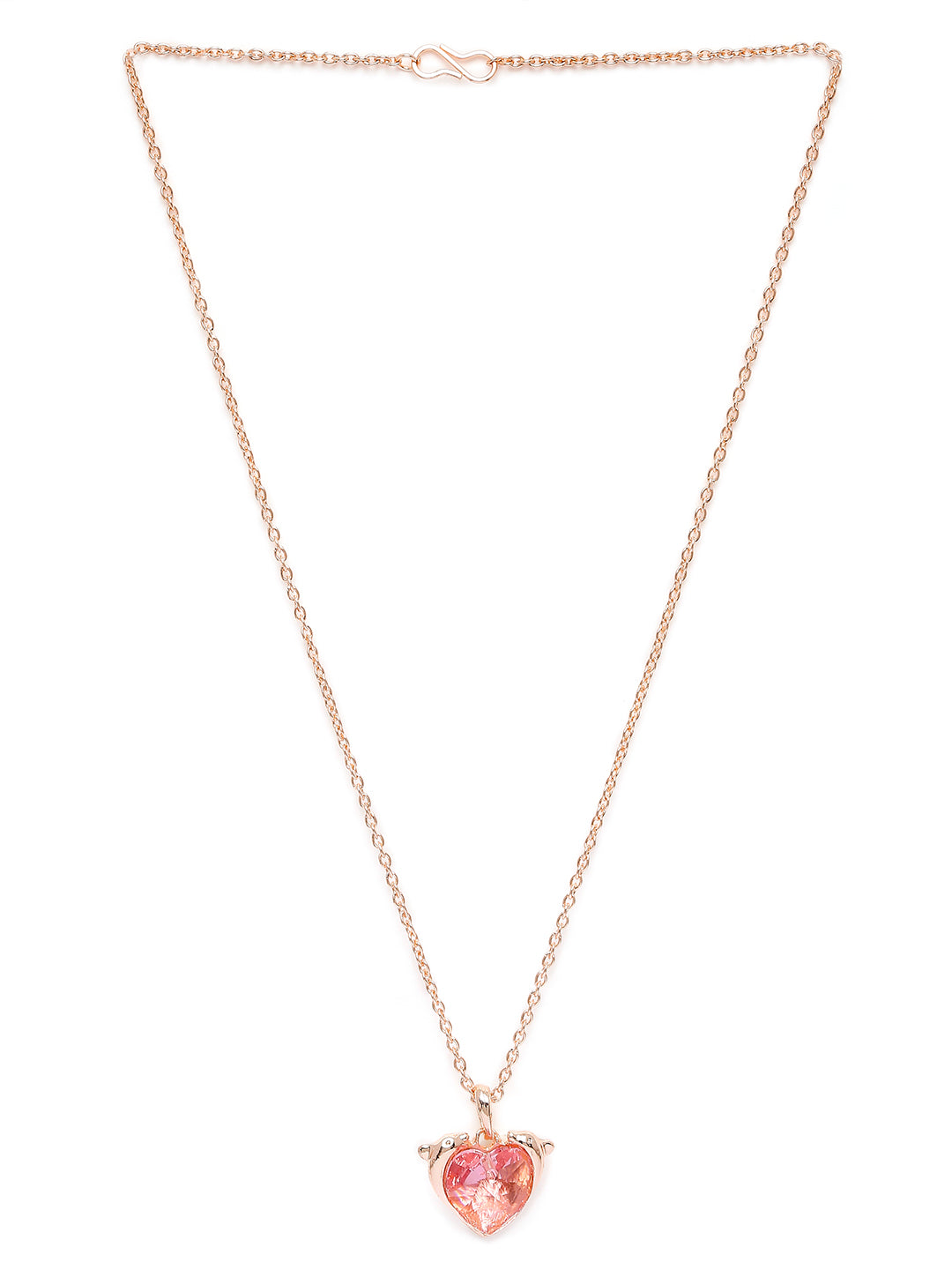 Heart Dolphino Pendant with Solitaire Multicolor Cubic Zirconia