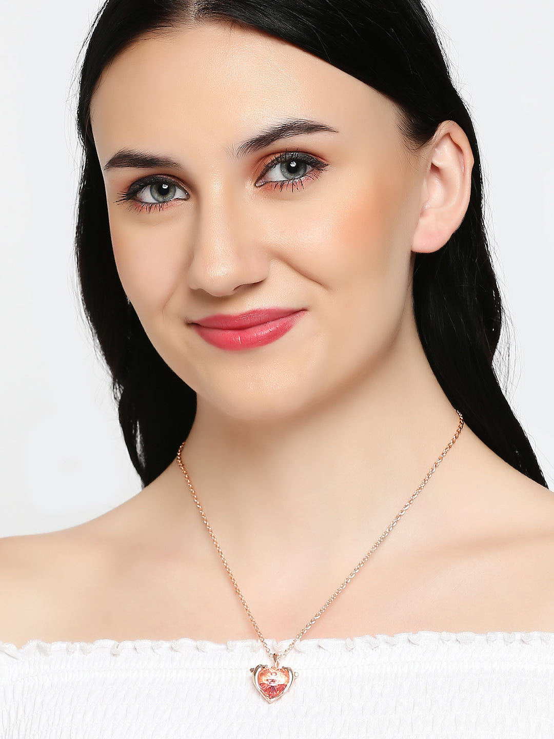 Heart Dolphino Pendant with Solitaire Multicolor Cubic Zirconia