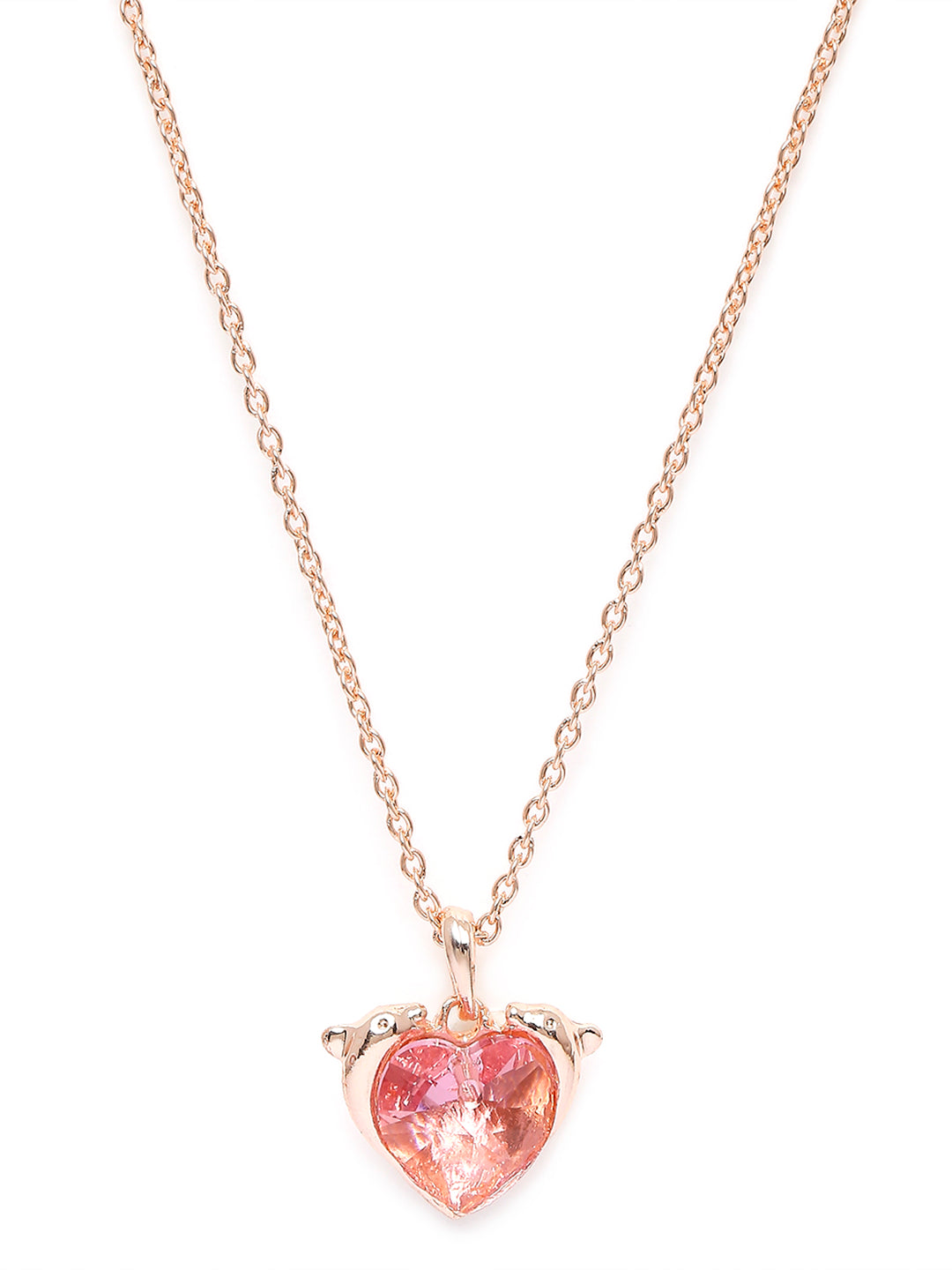 Heart Dolphino Pendant with Solitaire Multicolor Cubic Zirconia
