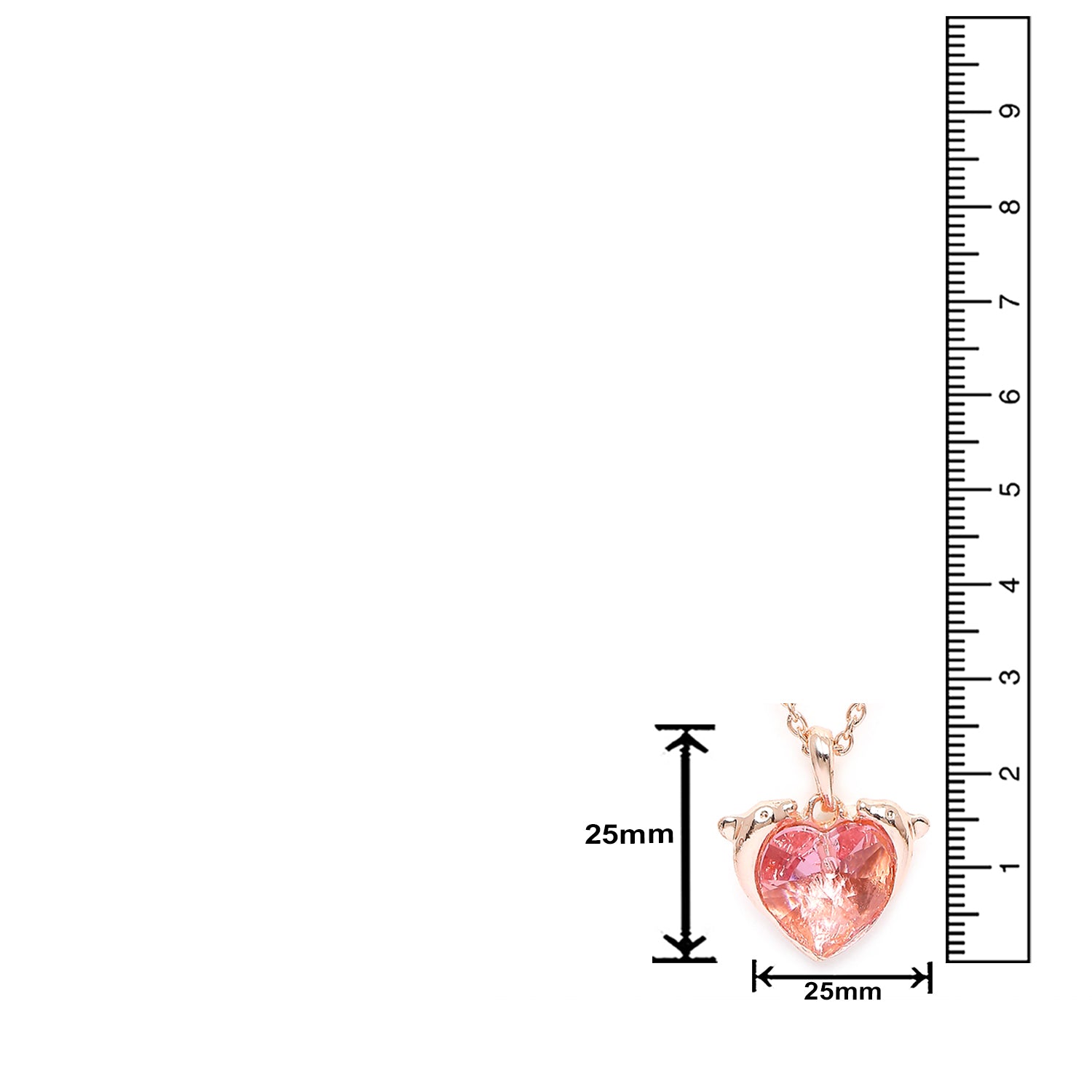 Heart Dolphino Pendant with Solitaire Multicolor Cubic Zirconia