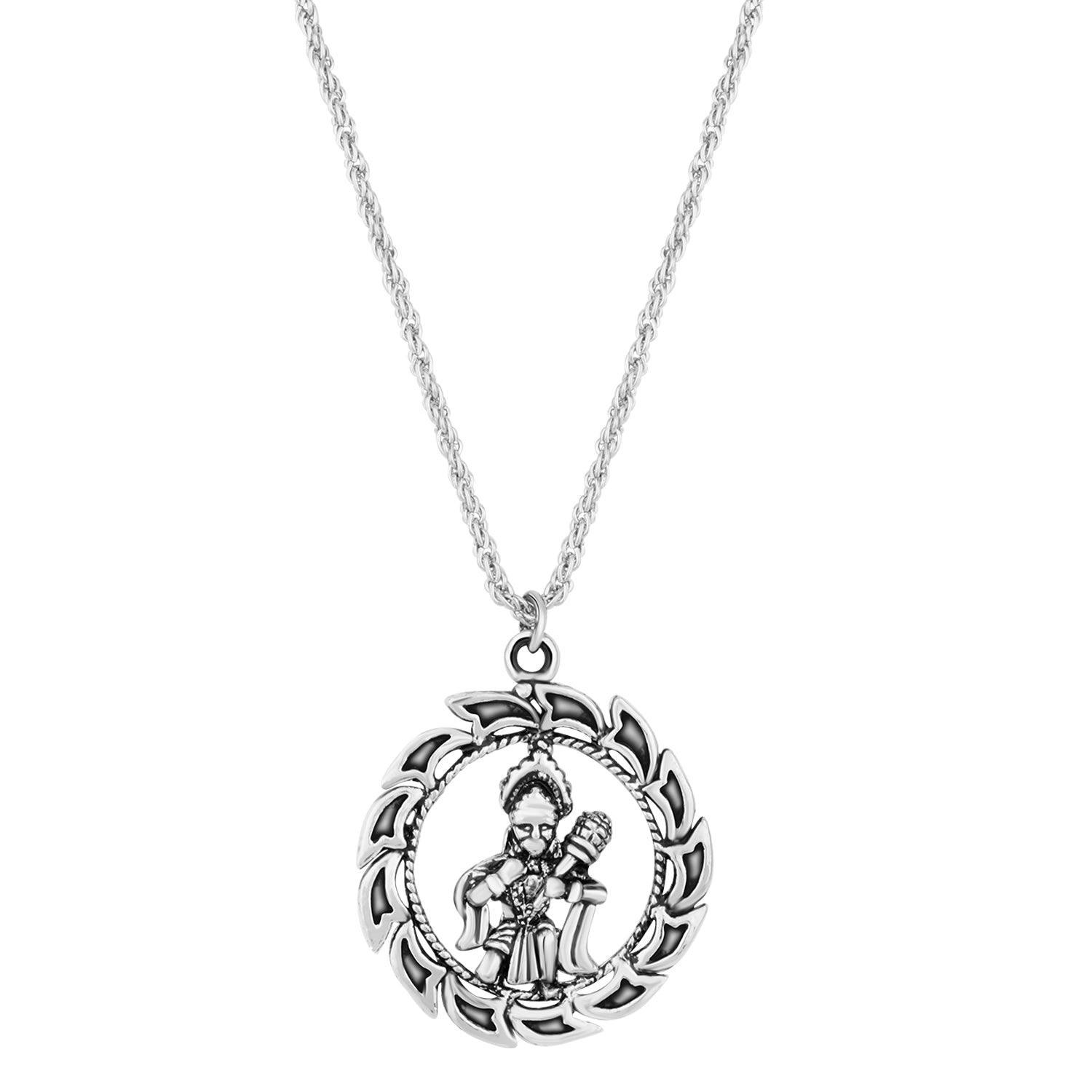 Oxidised Plated Hanuman Pendant with Chain