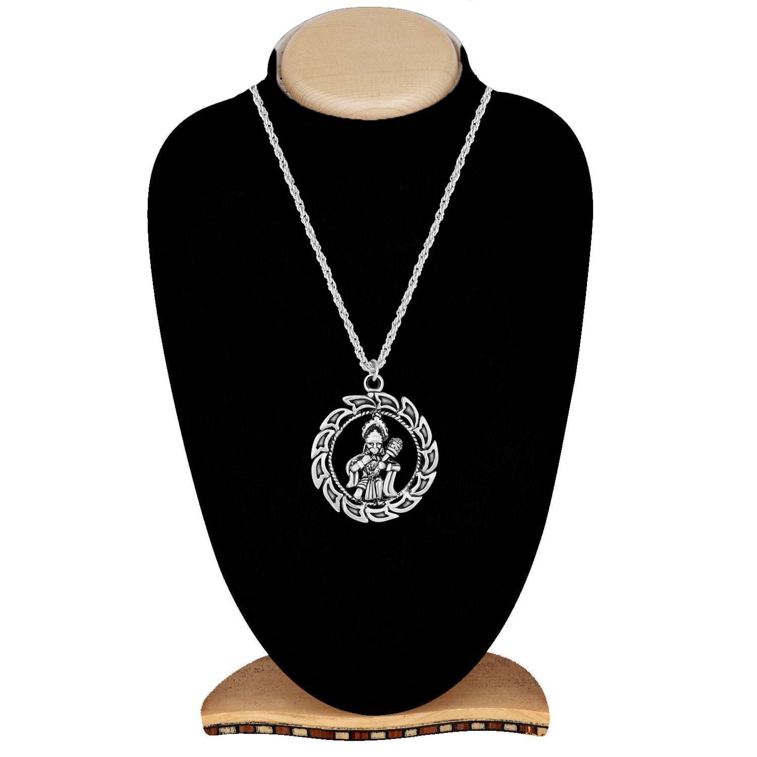 Oxidised Plated Hanuman Pendant with Chain