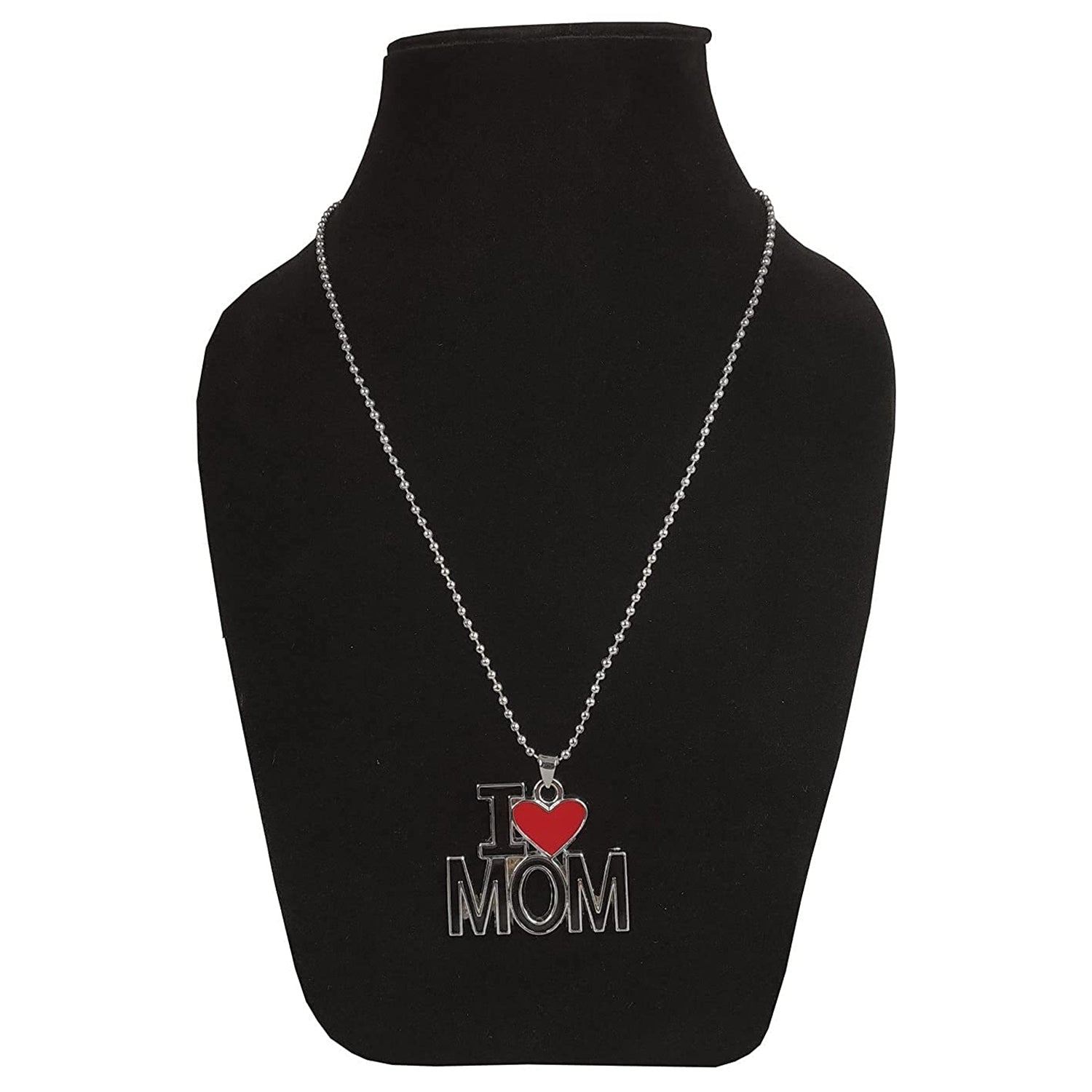 I Love Mom'' & ''I Love Dad'' Letter Heart Meena Enamelled Pendant Combo with Ball Chain