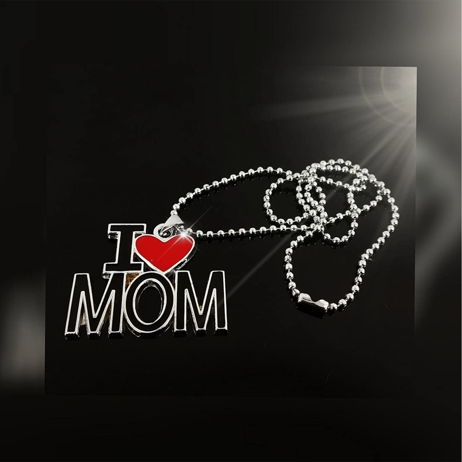 I Love Mom'' & ''I Love Dad'' Letter Heart Meena Enamelled Pendant Combo with Ball Chain