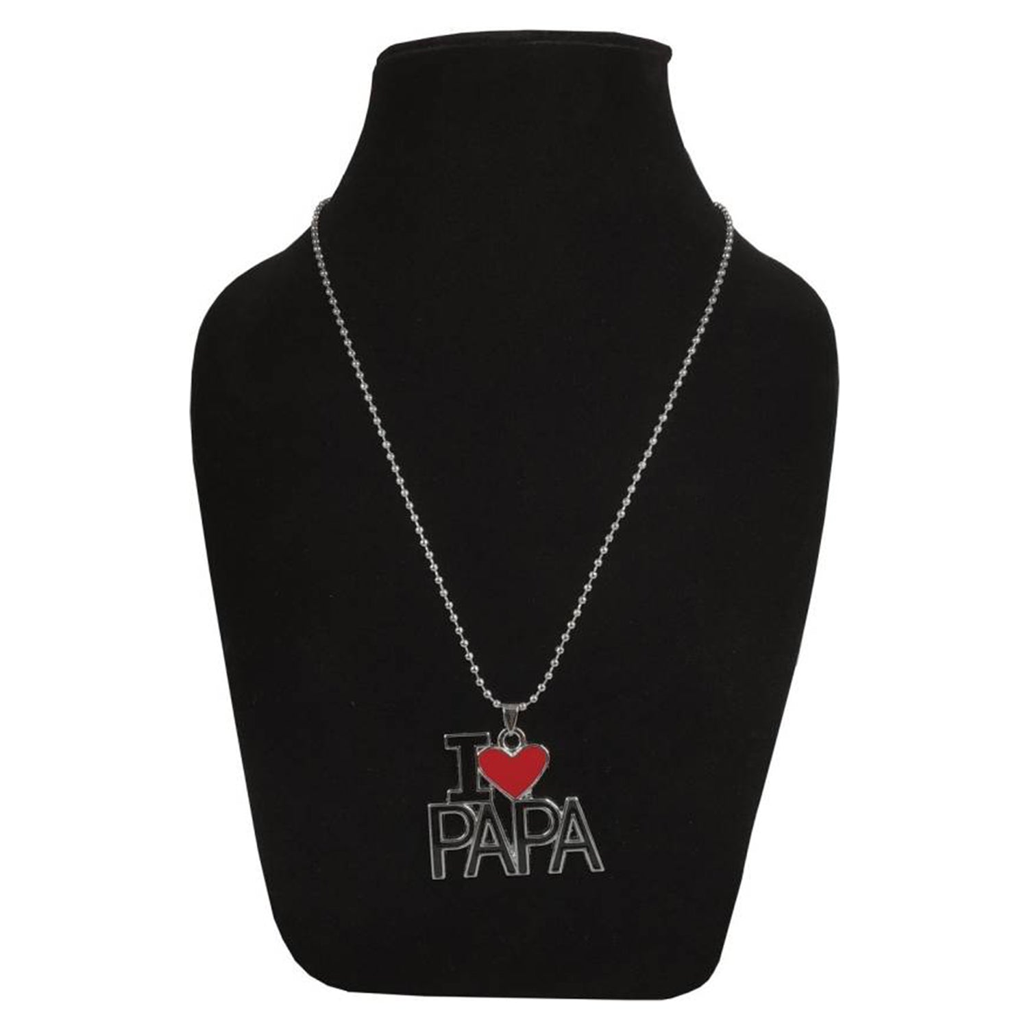 I Love Mom'' & ''I Love Dad'' Letter Heart Meena Enamelled Pendant Combo with Ball Chain