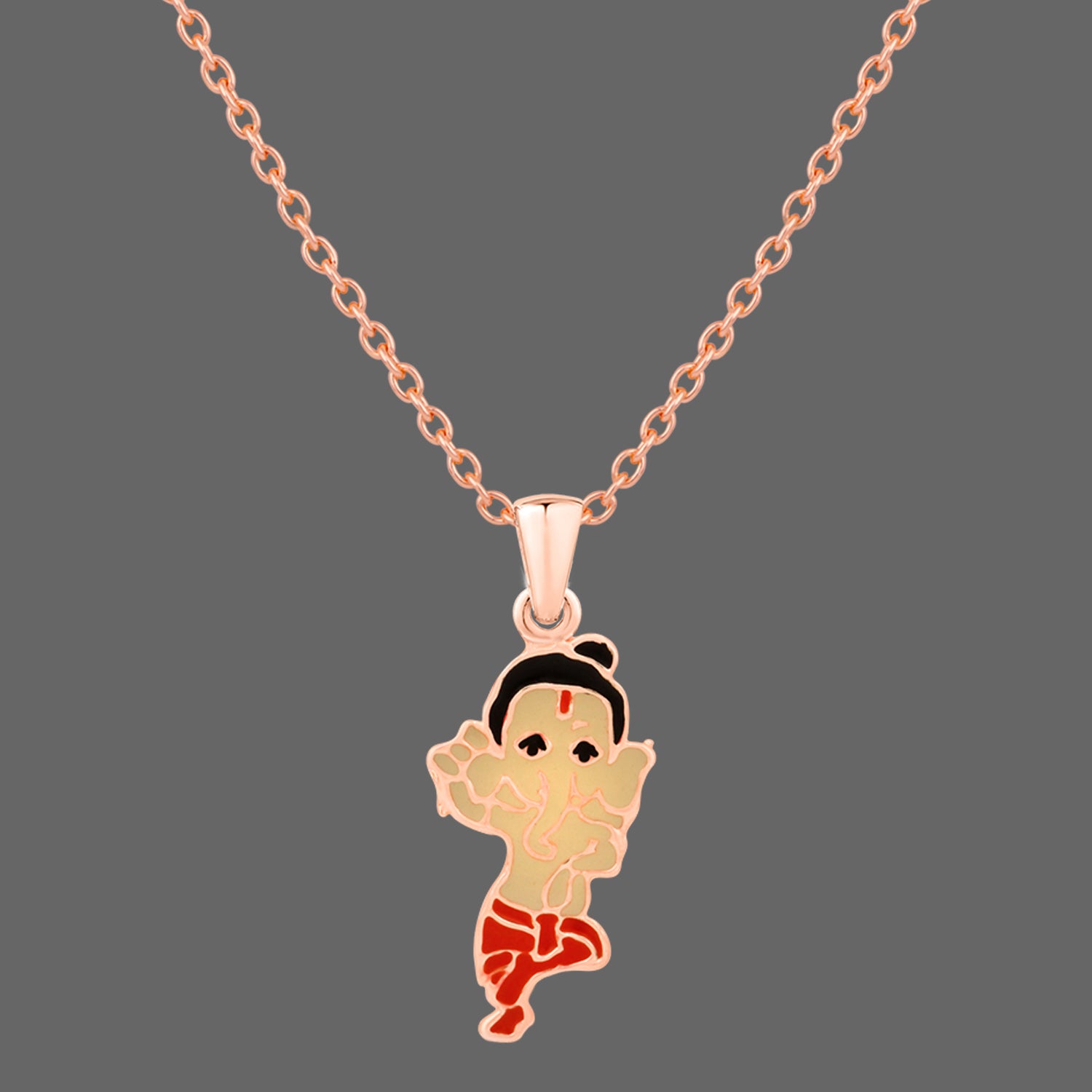 Meena Work Bal Ganesha Kids Pendant with Chain
