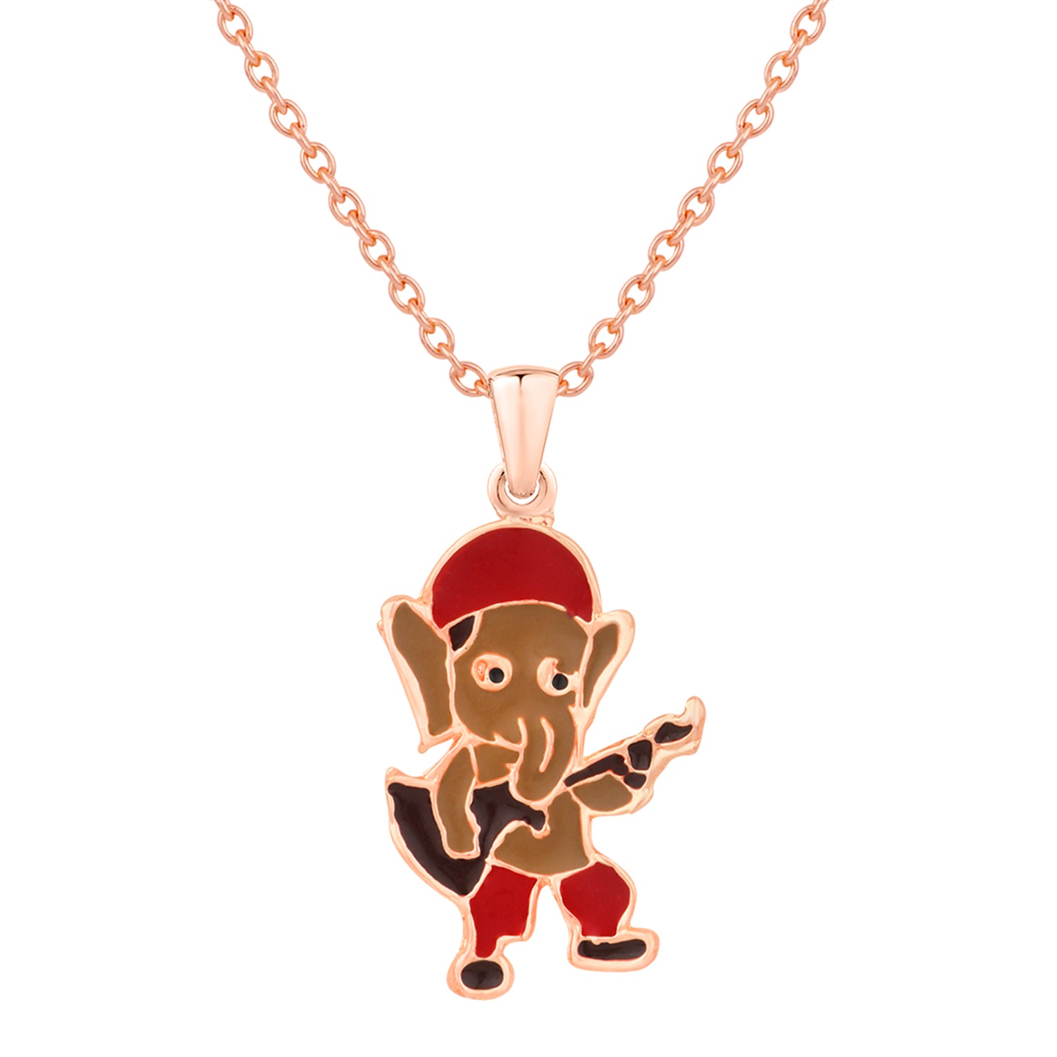 Meena Work Bal Ganesha Kids Pendant with Chain