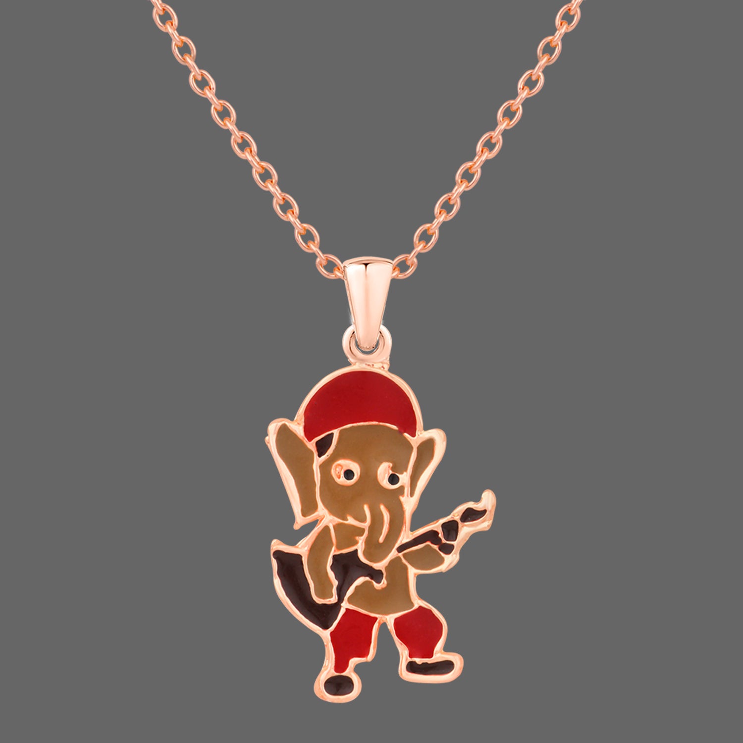 Meena Work Bal Ganesha Kids Pendant with Chain
