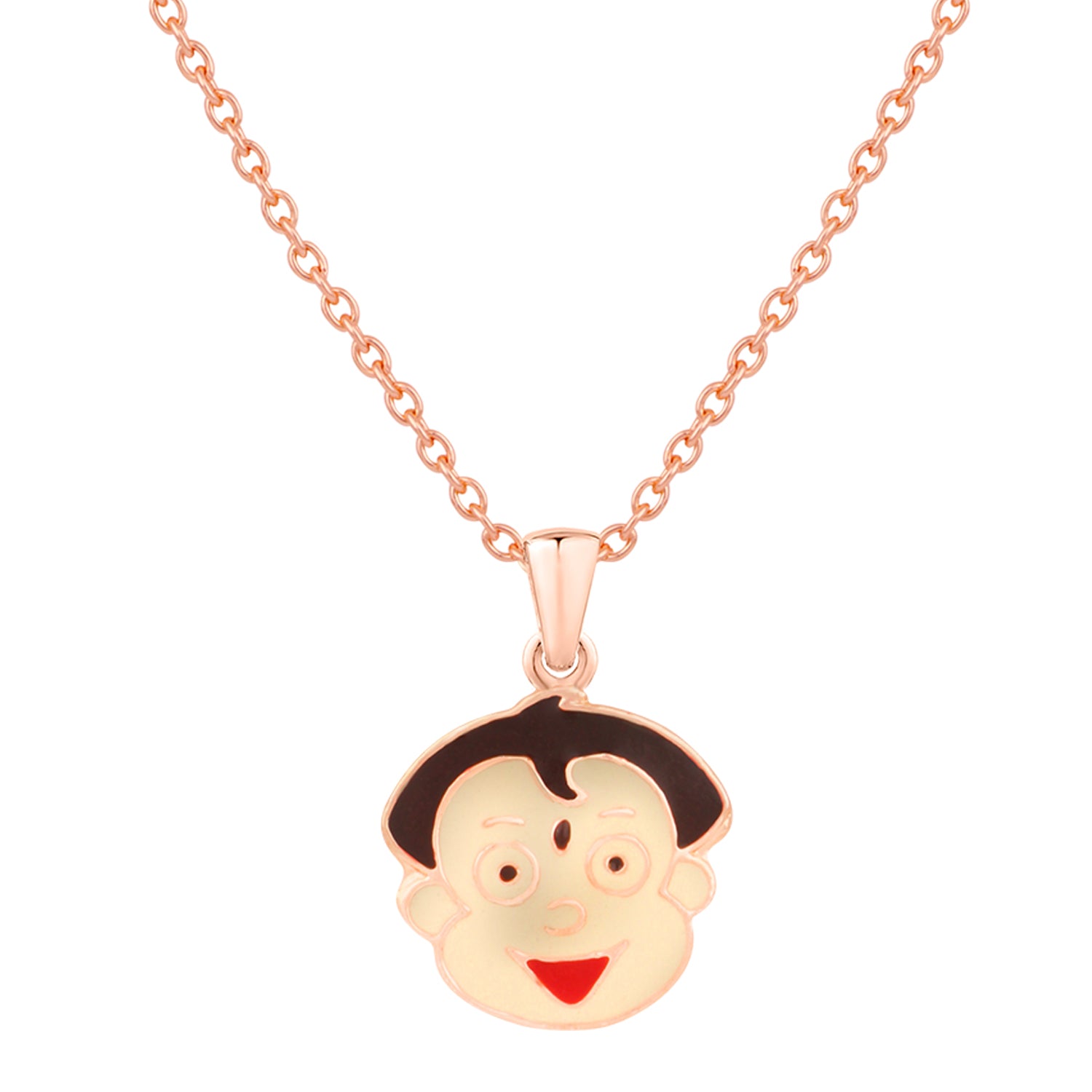 Cartoon Meenakari Work Enamel Pendant with Chain for Kids