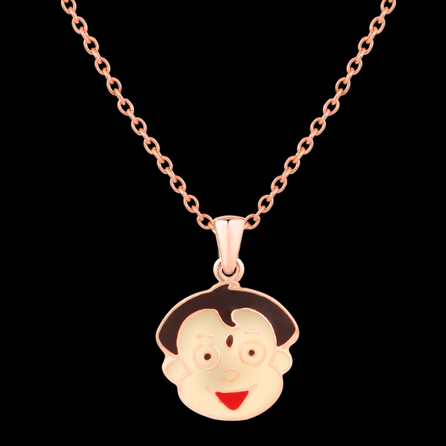 Cartoon Meenakari Work Enamel Pendant with Chain for Kids