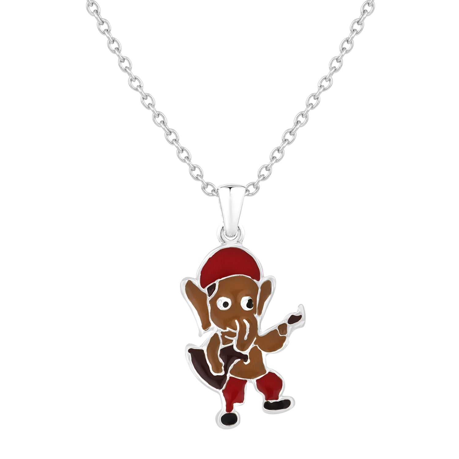 Meena Work Bal Ganesha Kids Pendant with Chain