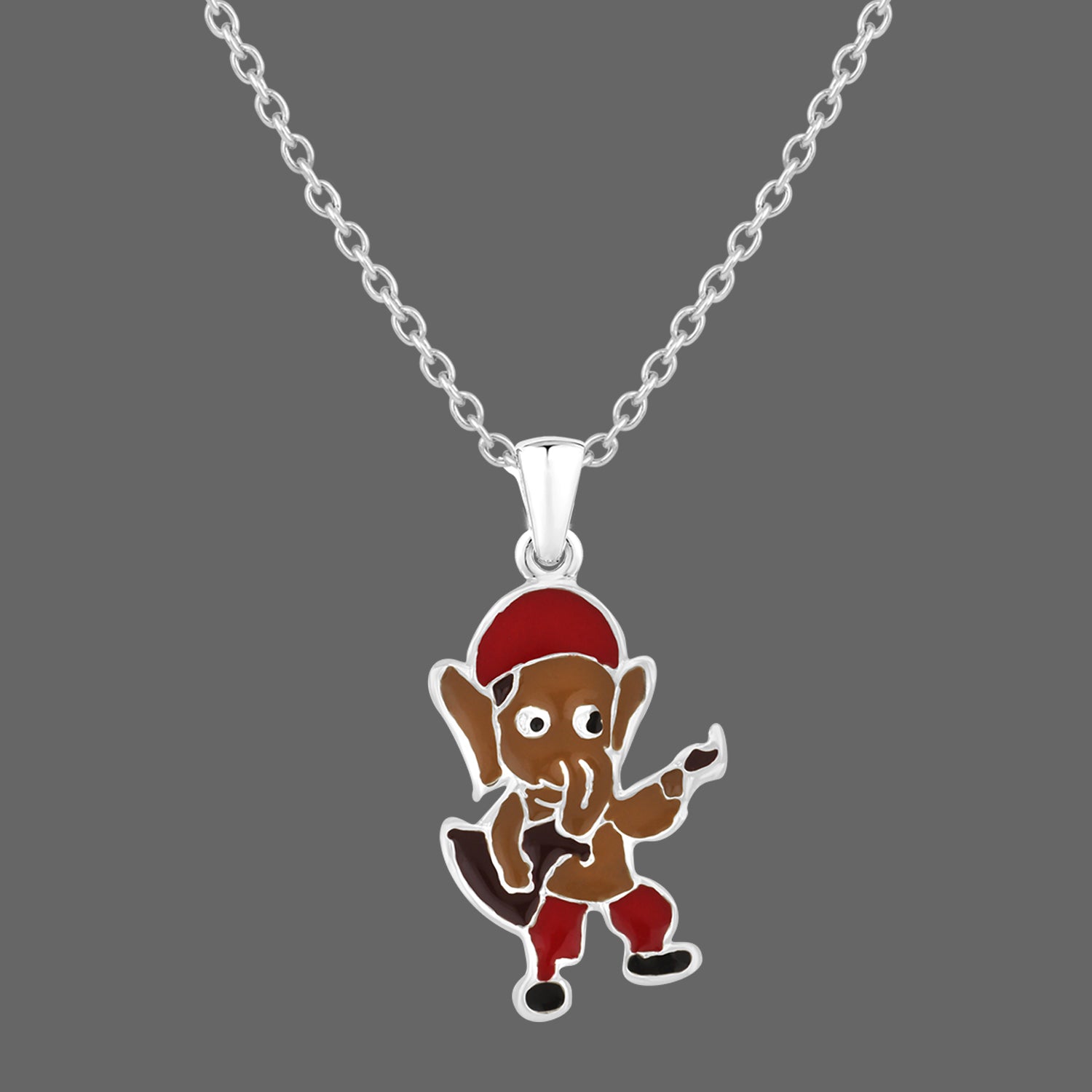 Meena Work Bal Ganesha Kids Pendant with Chain