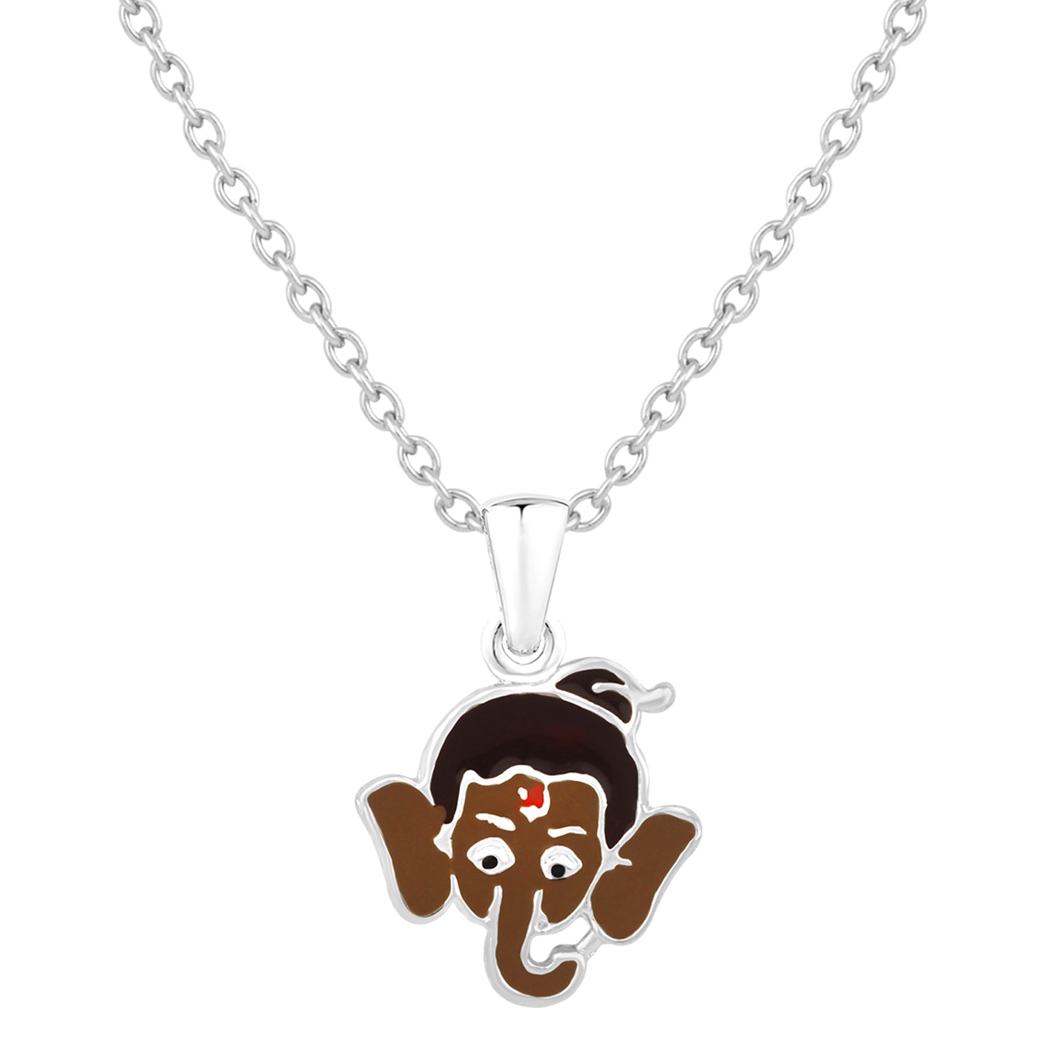 Meena Work Bal Ganesha Kids Pendant with Chain