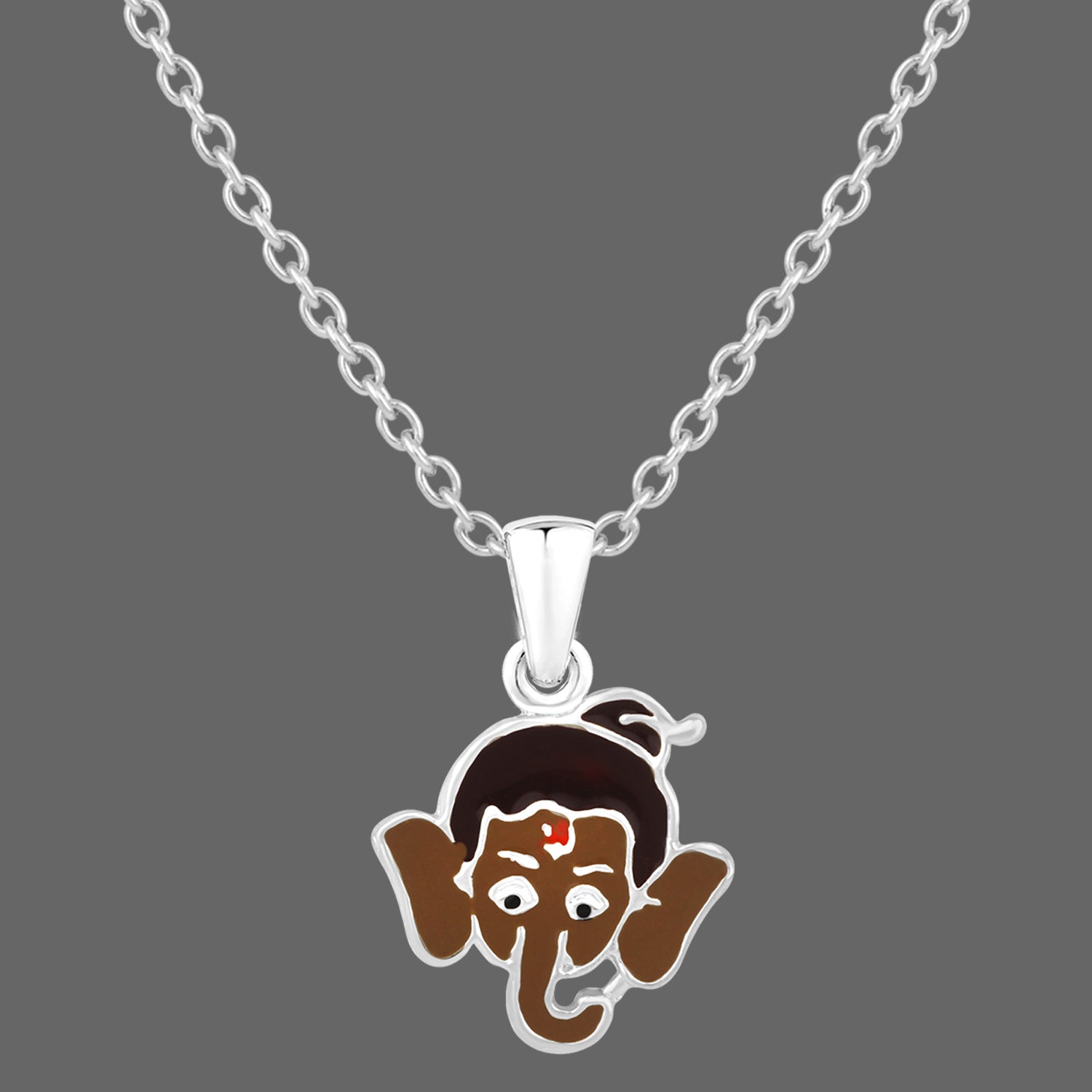 Meena Work Bal Ganesha Kids Pendant with Chain