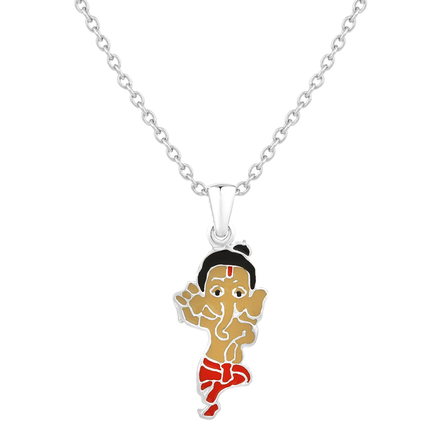 Meena Work Bal Ganesha Kids Pendant with Chain