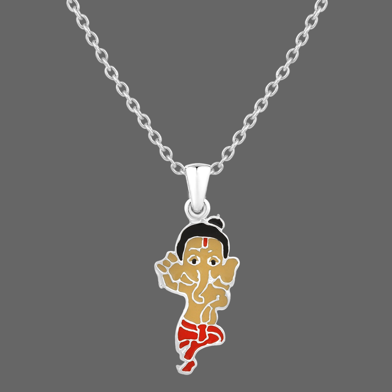 Meena Work Bal Ganesha Kids Pendant with Chain