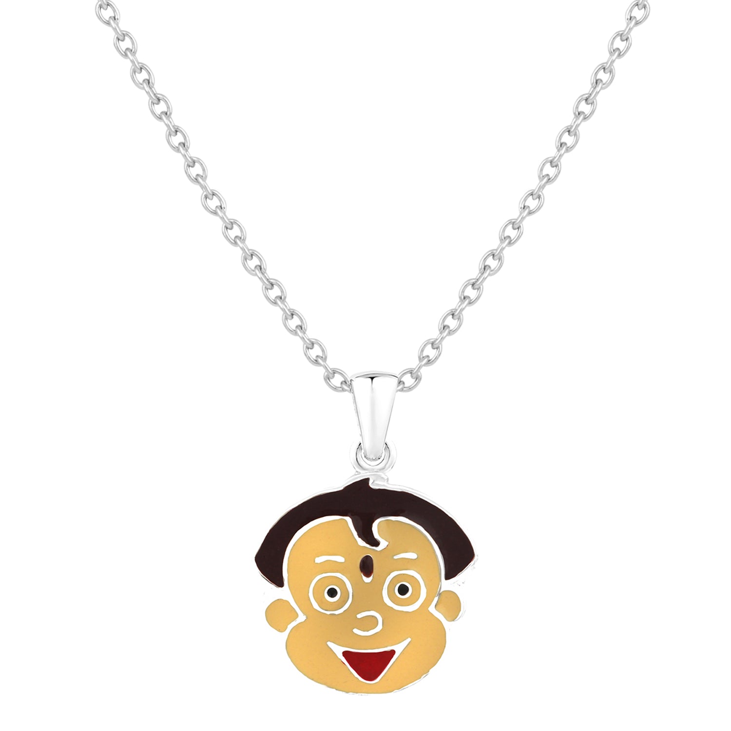Cartoon Meenakari Work Enamel Pendant with Chain for Kids