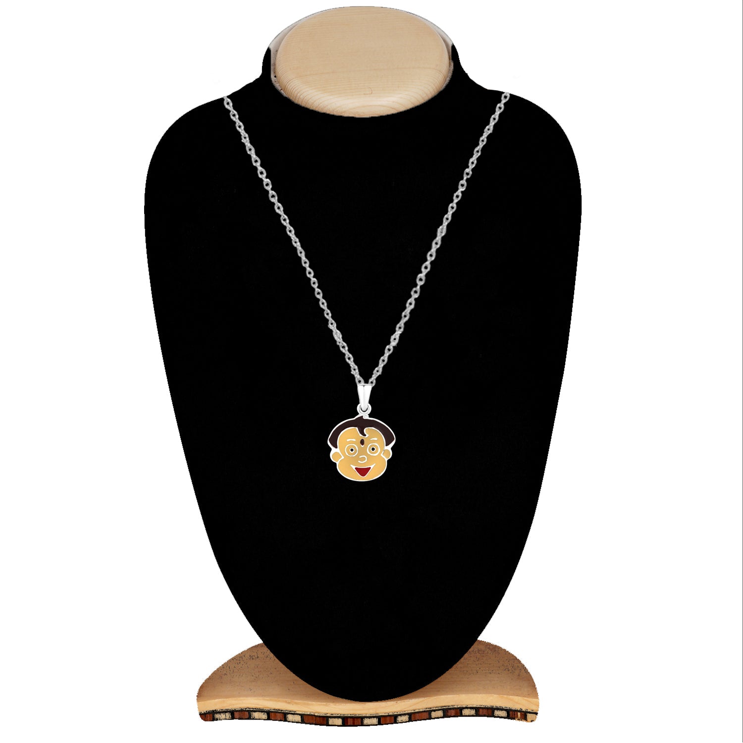 Cartoon Meenakari Work Enamel Pendant with Chain for Kids