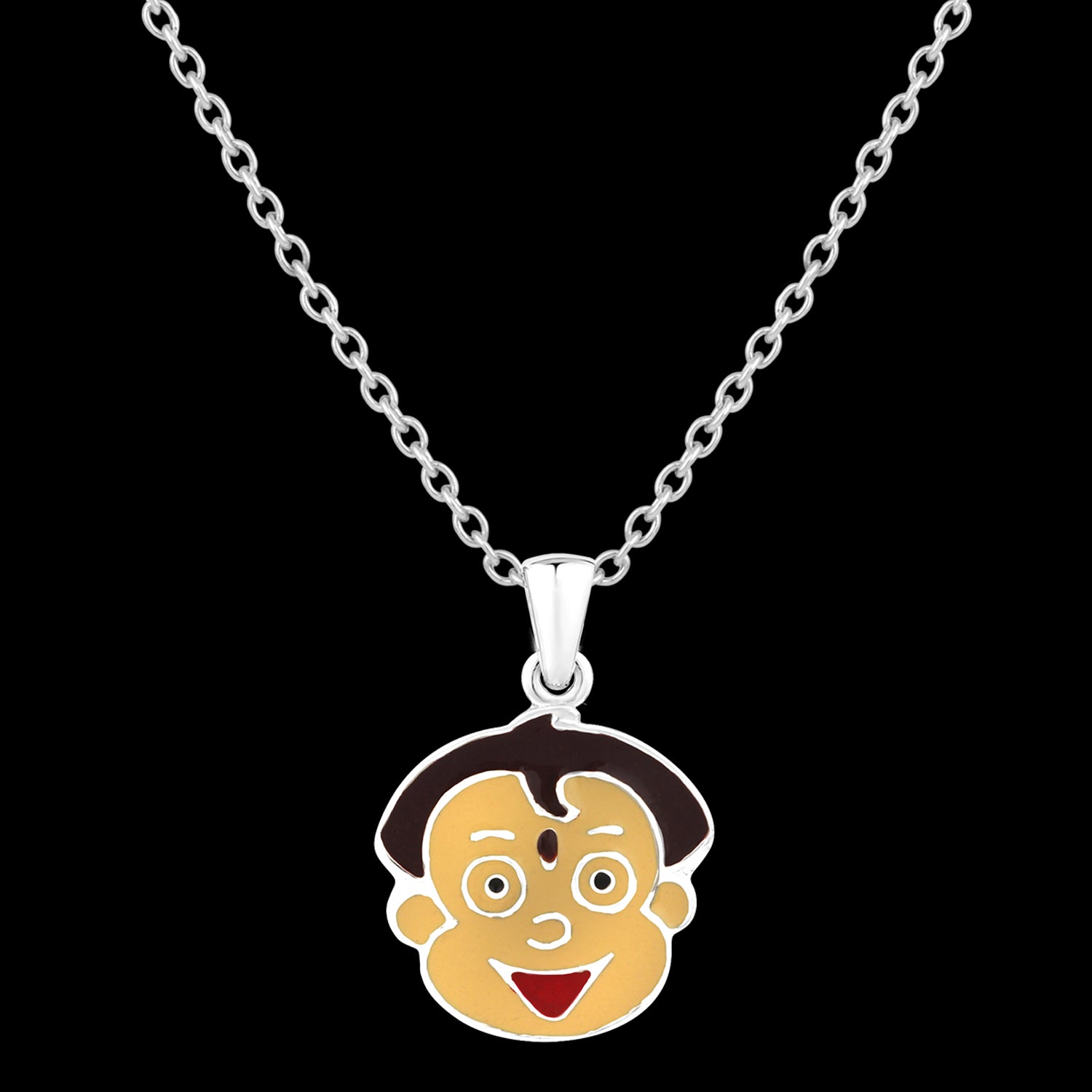 Cartoon Meenakari Work Enamel Pendant with Chain for Kids