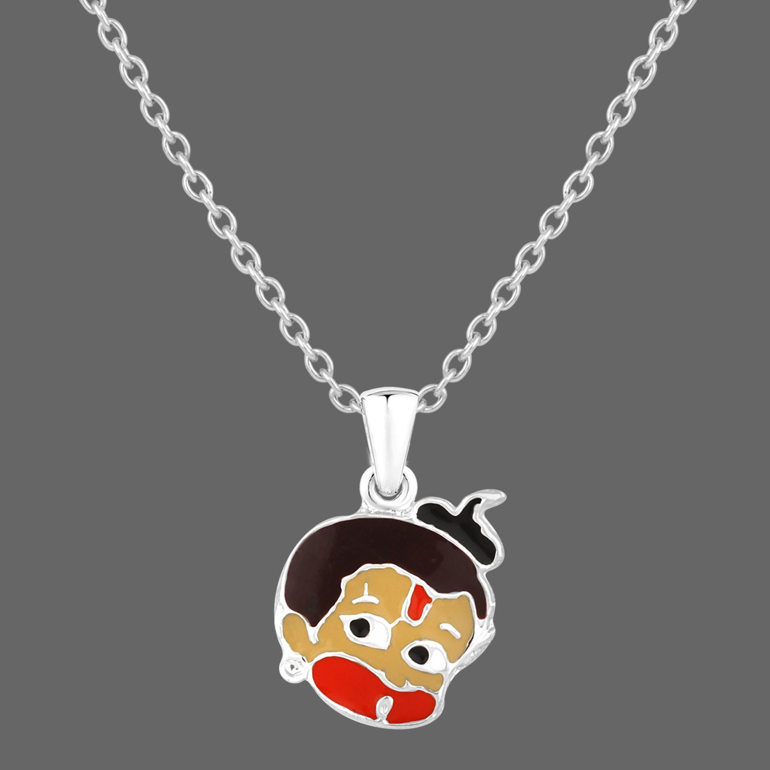 Meena Work Bal Hanuman Kids Pendant with Chain