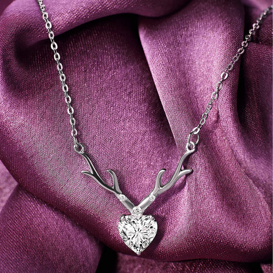 Deer Heart Shaped Pendant with Chain