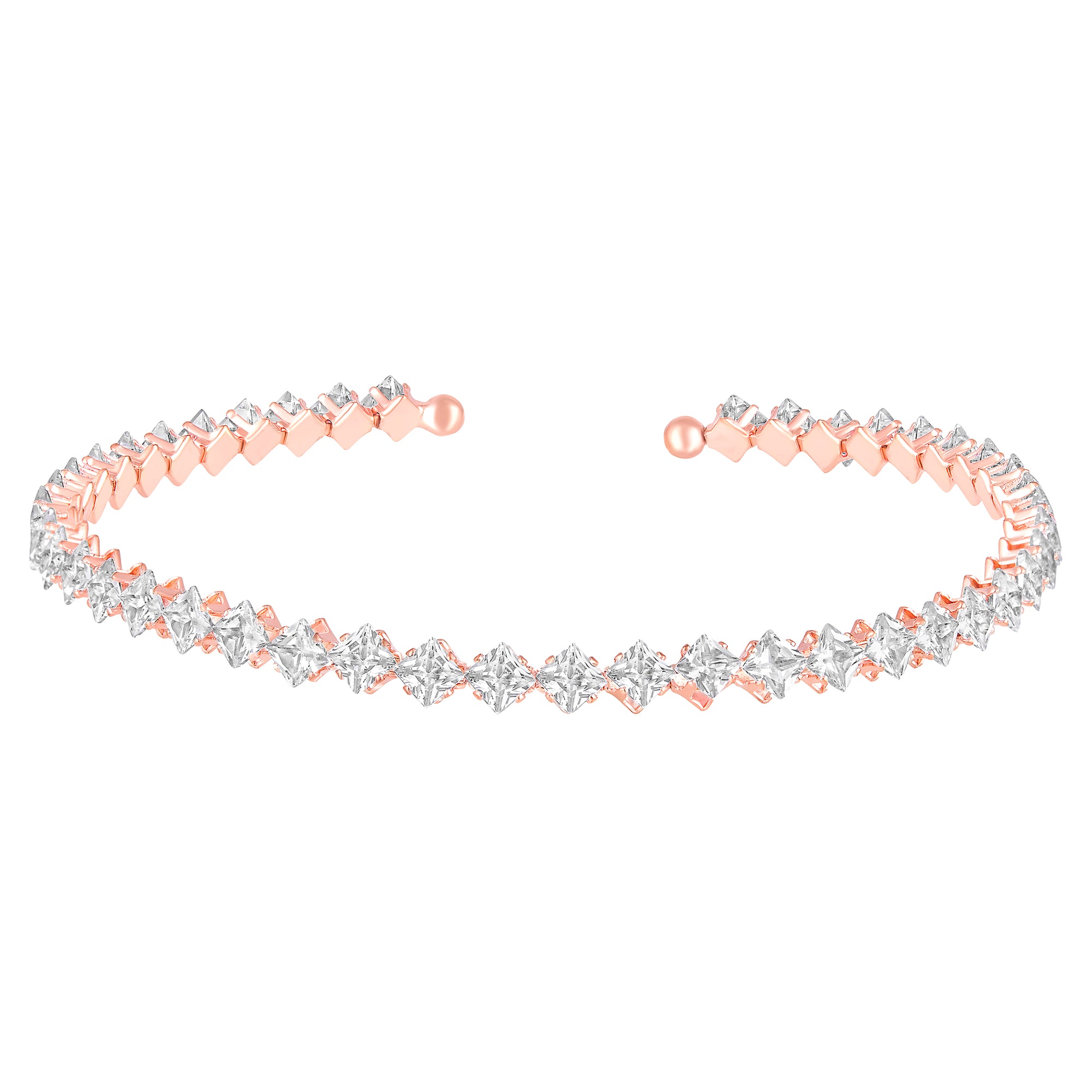 Classic Princess Cut CZ Adjustable Choker Necklace